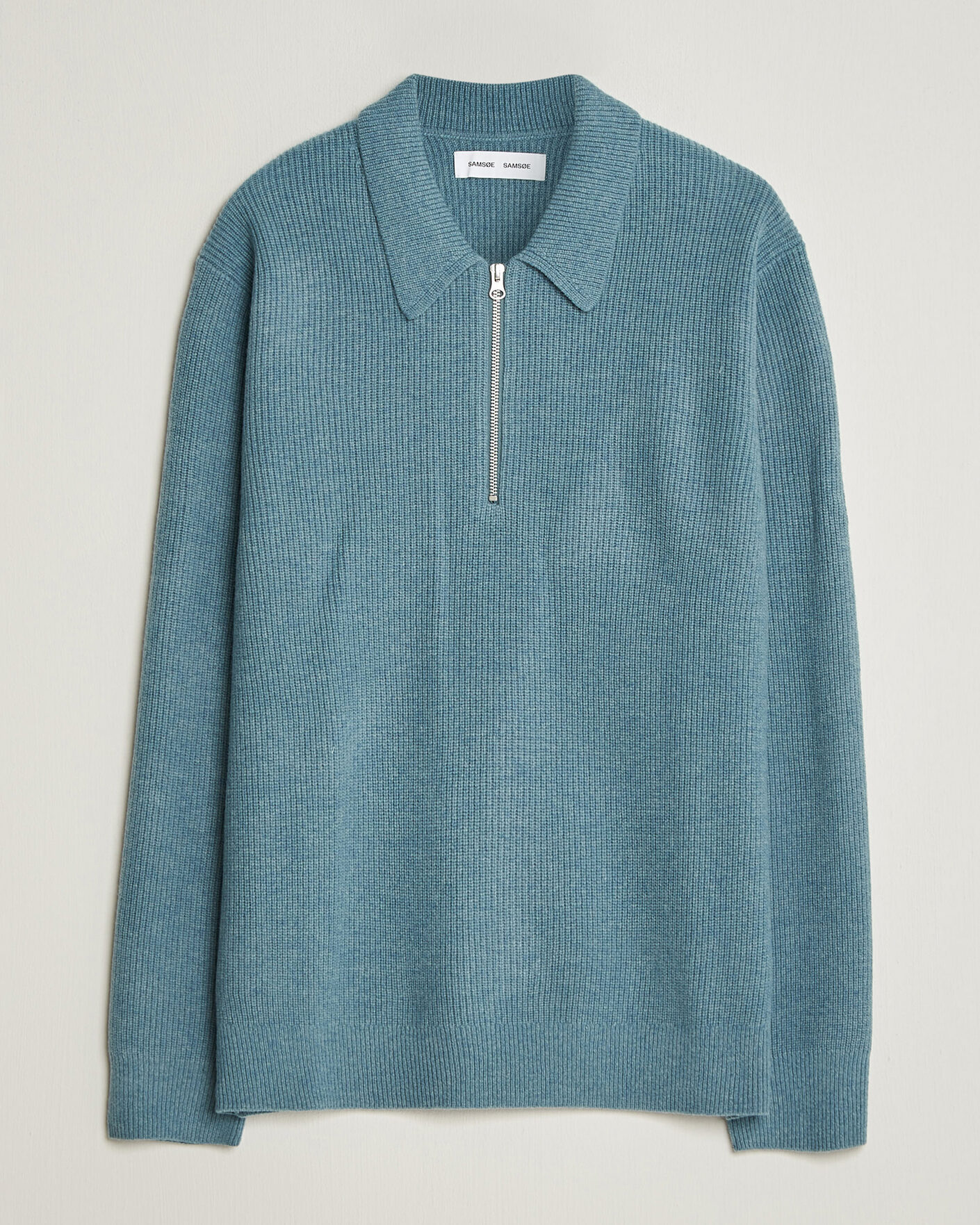 Mies | Puserot | Samsøe Samsøe | Isak Knitted Half Zip Polo Stormy Sea