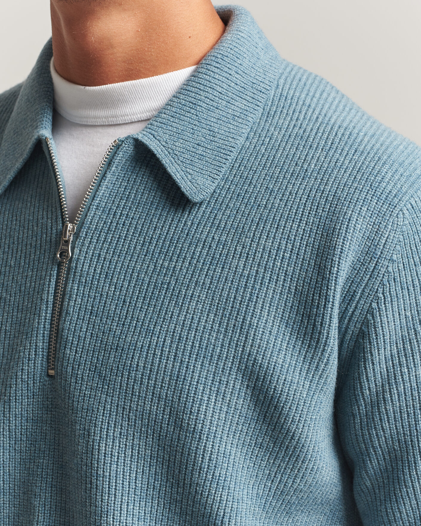 Mies | Puserot | Samsøe Samsøe | Isak Knitted Half Zip Polo Stormy Sea
