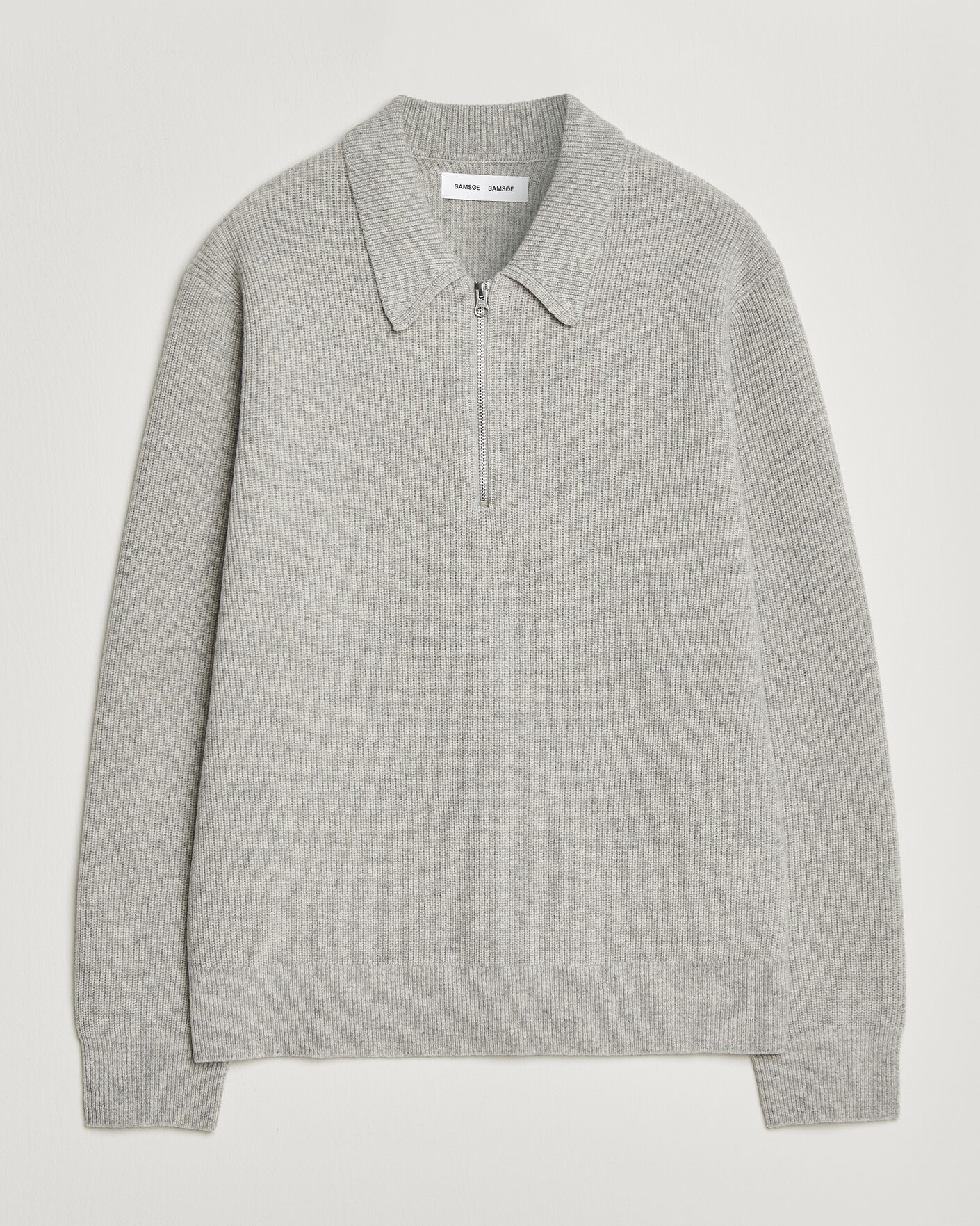 Mies | Puserot | Samsøe Samsøe | Isak Knitted Half Zip Polo Grey Melange