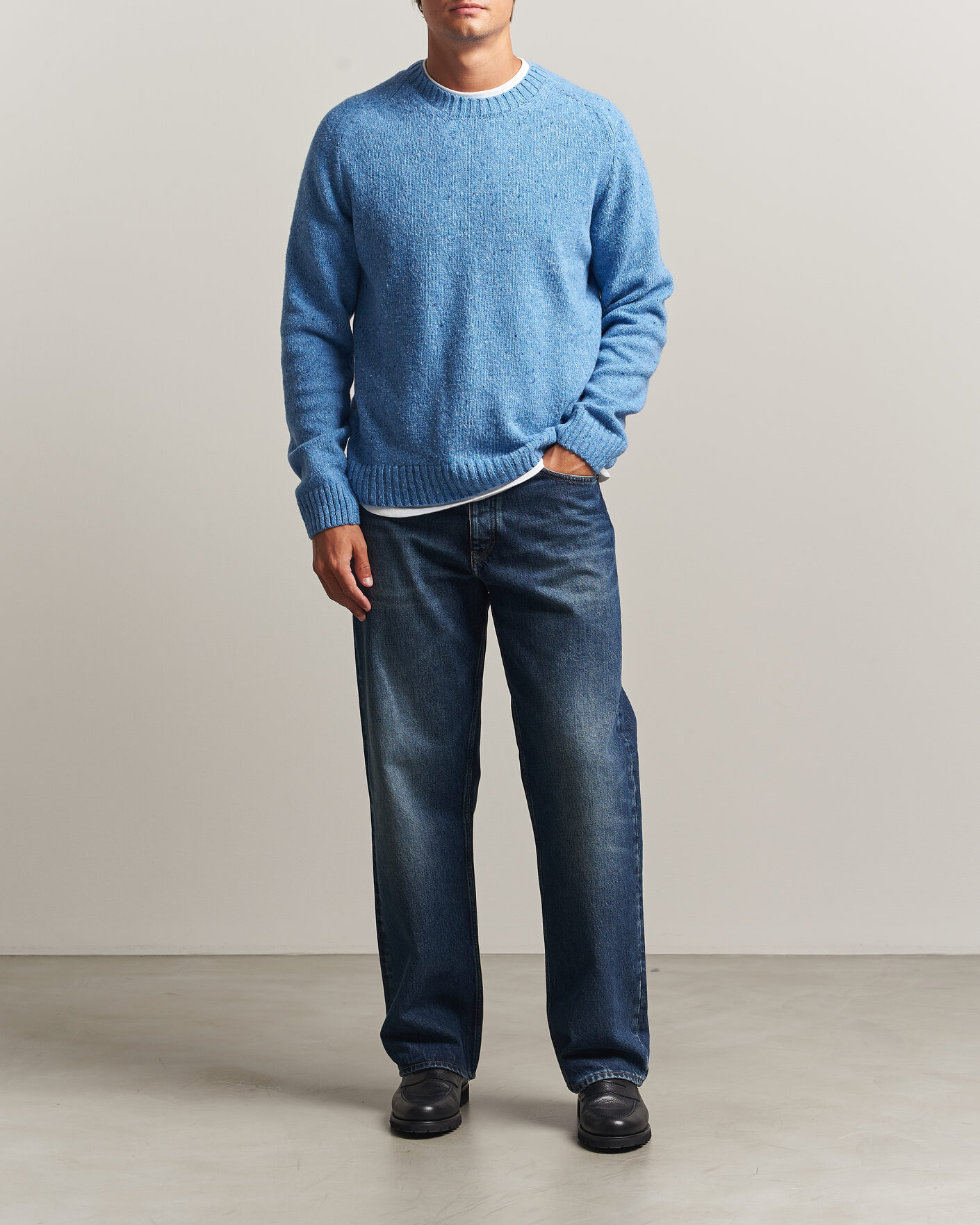 Mies | Puserot | Samsøe Samsøe | Nate Donegal Wool Knitted Striped Sweater Cyaneus