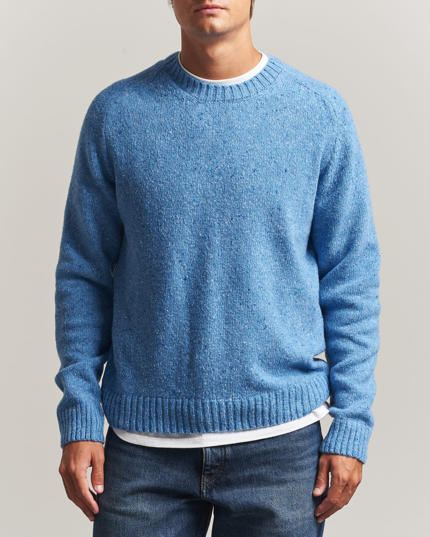 Mies | Puserot | Samsøe Samsøe | Nate Donegal Wool Knitted Striped Sweater Cyaneus