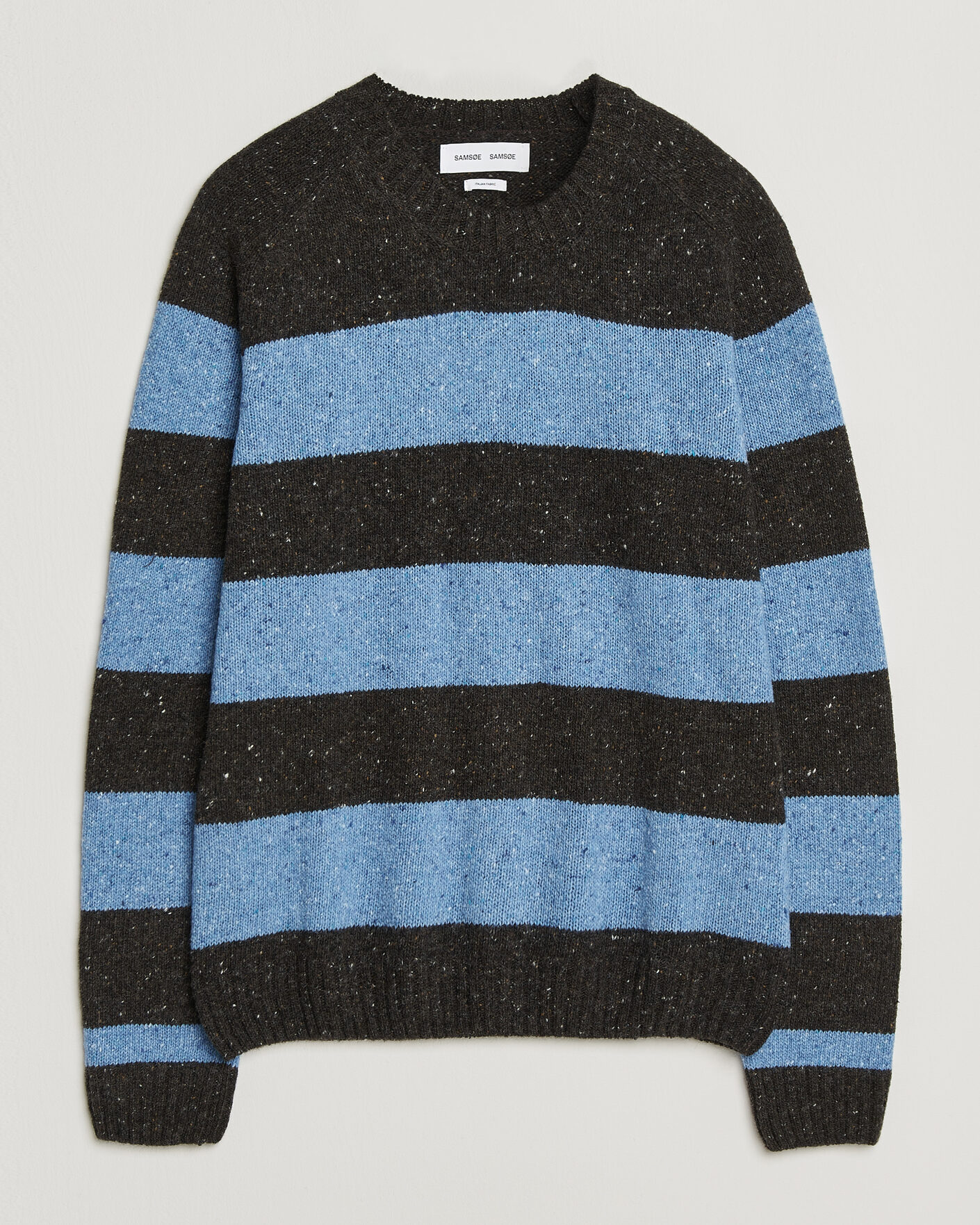 Mies | Puserot | Samsøe Samsøe | Nate Donegal Wool Knitted Striped Sweater Brown/Blue