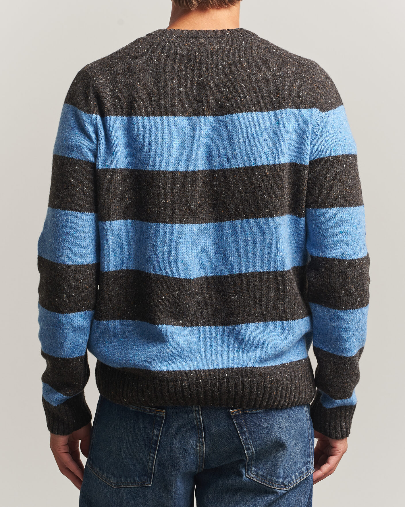 Mies | Puserot | Samsøe Samsøe | Nate Donegal Wool Knitted Striped Sweater Brown/Blue