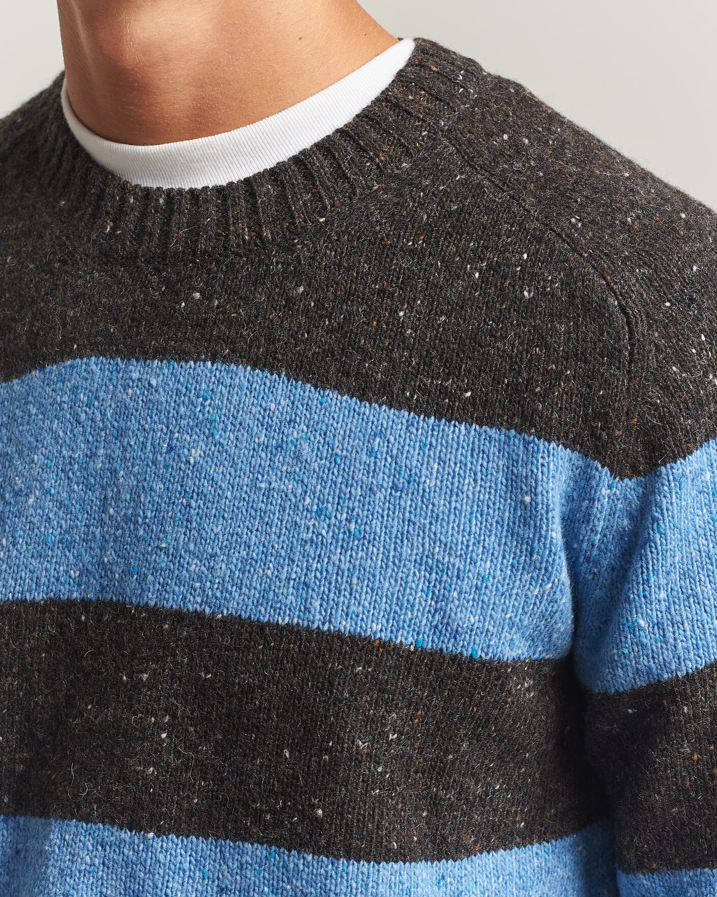 Mies | Puserot | Samsøe Samsøe | Nate Donegal Wool Knitted Striped Sweater Brown/Blue