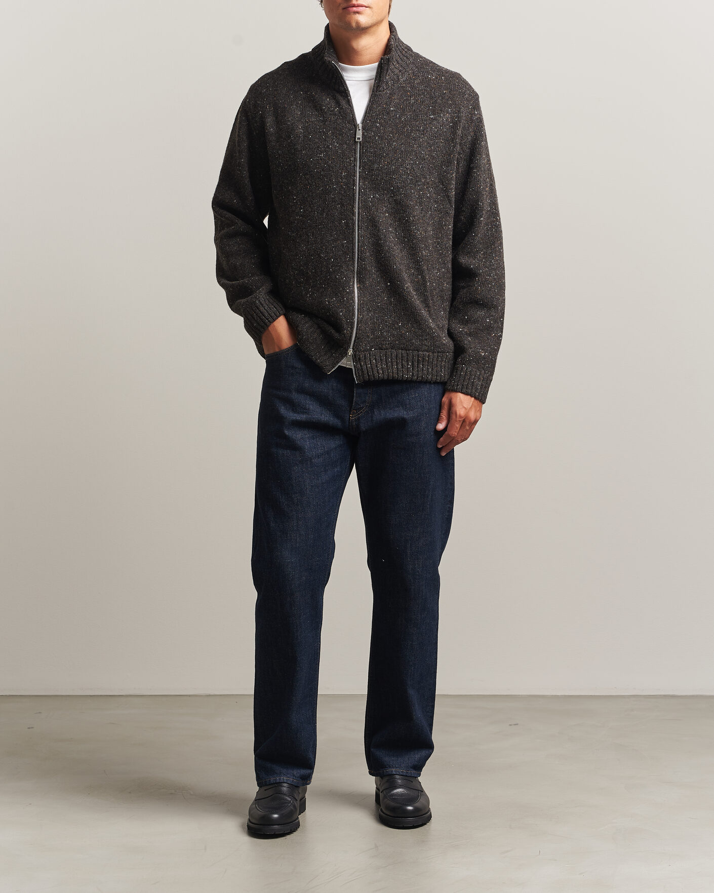 Mies | Puserot | Samsøe Samsøe | Nate Donegal Wool Knitted Full Zip Delicioso