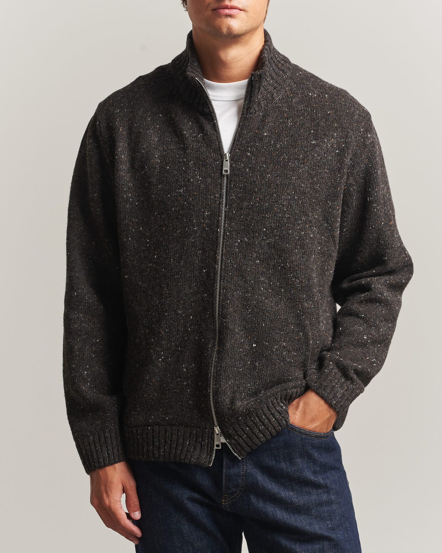 Mies | Puserot | Samsøe Samsøe | Nate Donegal Wool Knitted Full Zip Delicioso