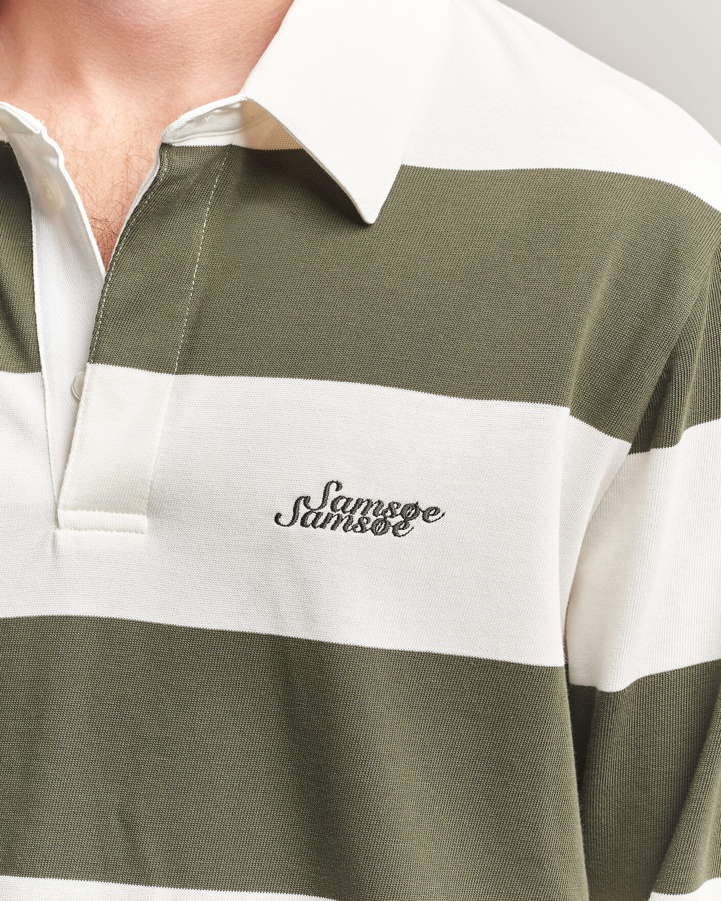 Mies | Puserot | Samsøe Samsøe | Kevin Barstriped Rugger Forest Night/White