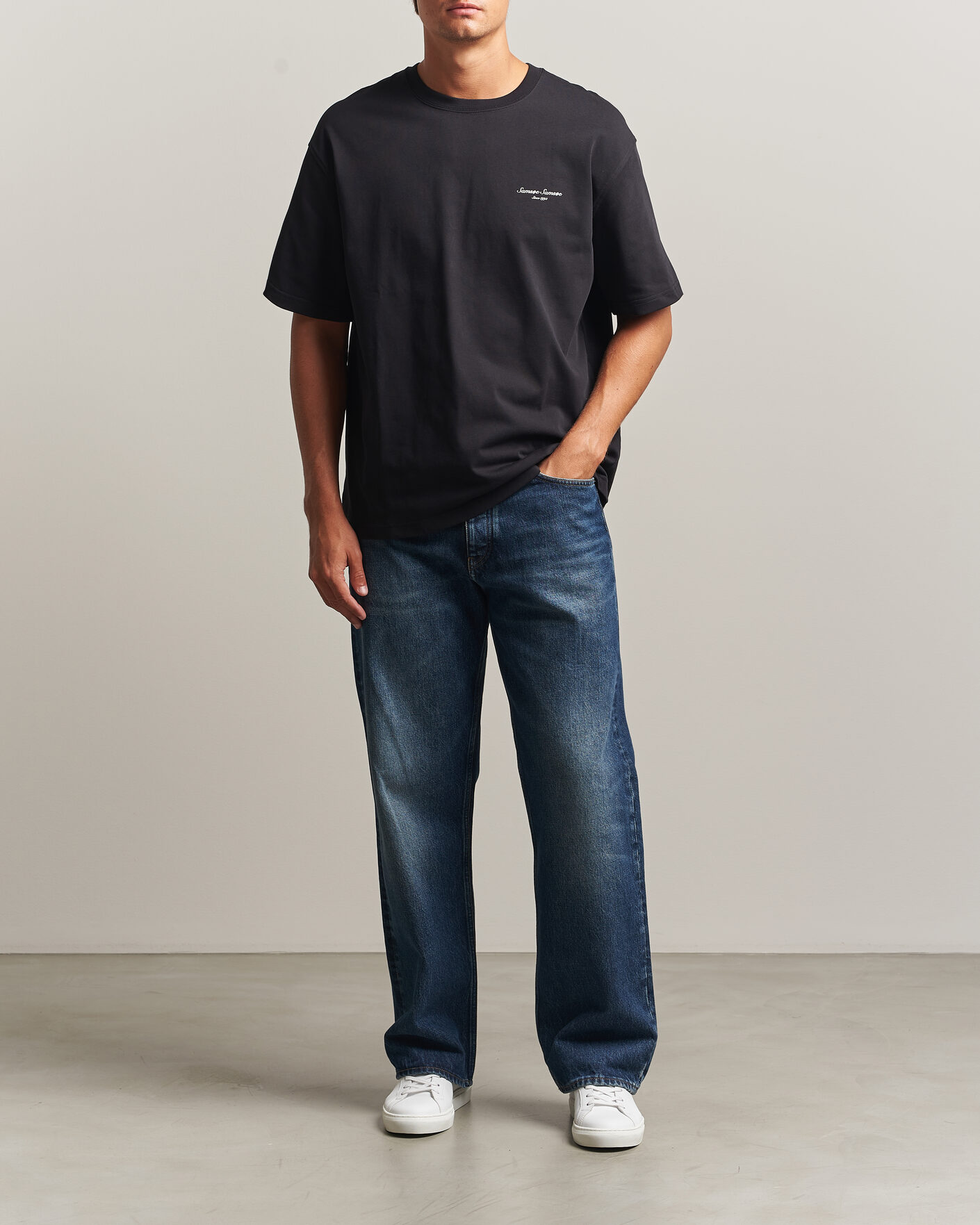 Mies | T-paidat | Samsøe Samsøe | Uni Printed Crew Neck T-Shirt Black Building