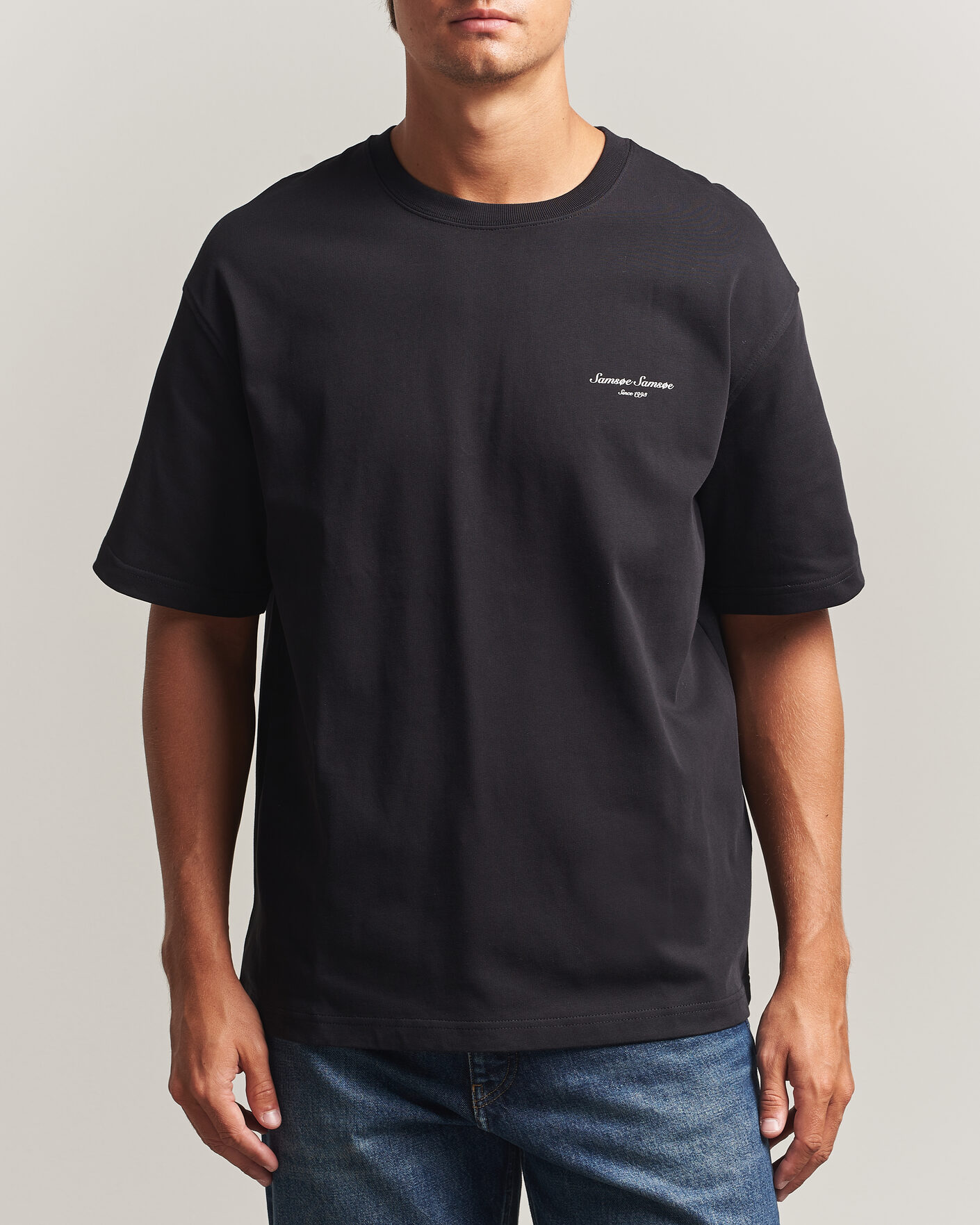 Mies | T-paidat | Samsøe Samsøe | Uni Printed Crew Neck T-Shirt Black Building
