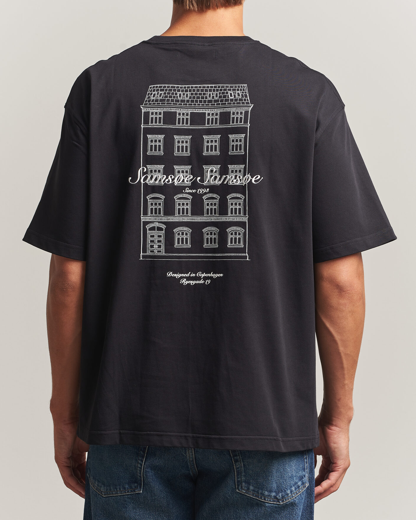 Mies | T-paidat | Samsøe Samsøe | Uni Printed Crew Neck T-Shirt Black Building