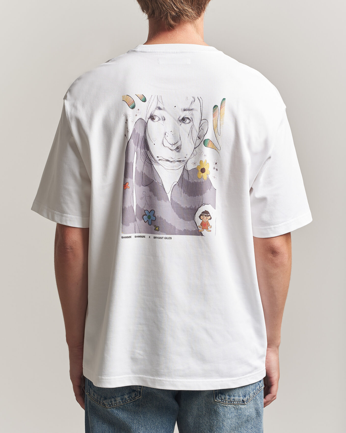 Mies | T-paidat | Samsøe Samsøe | Giles Printed Crew Neck T-Shirt White Flowers
