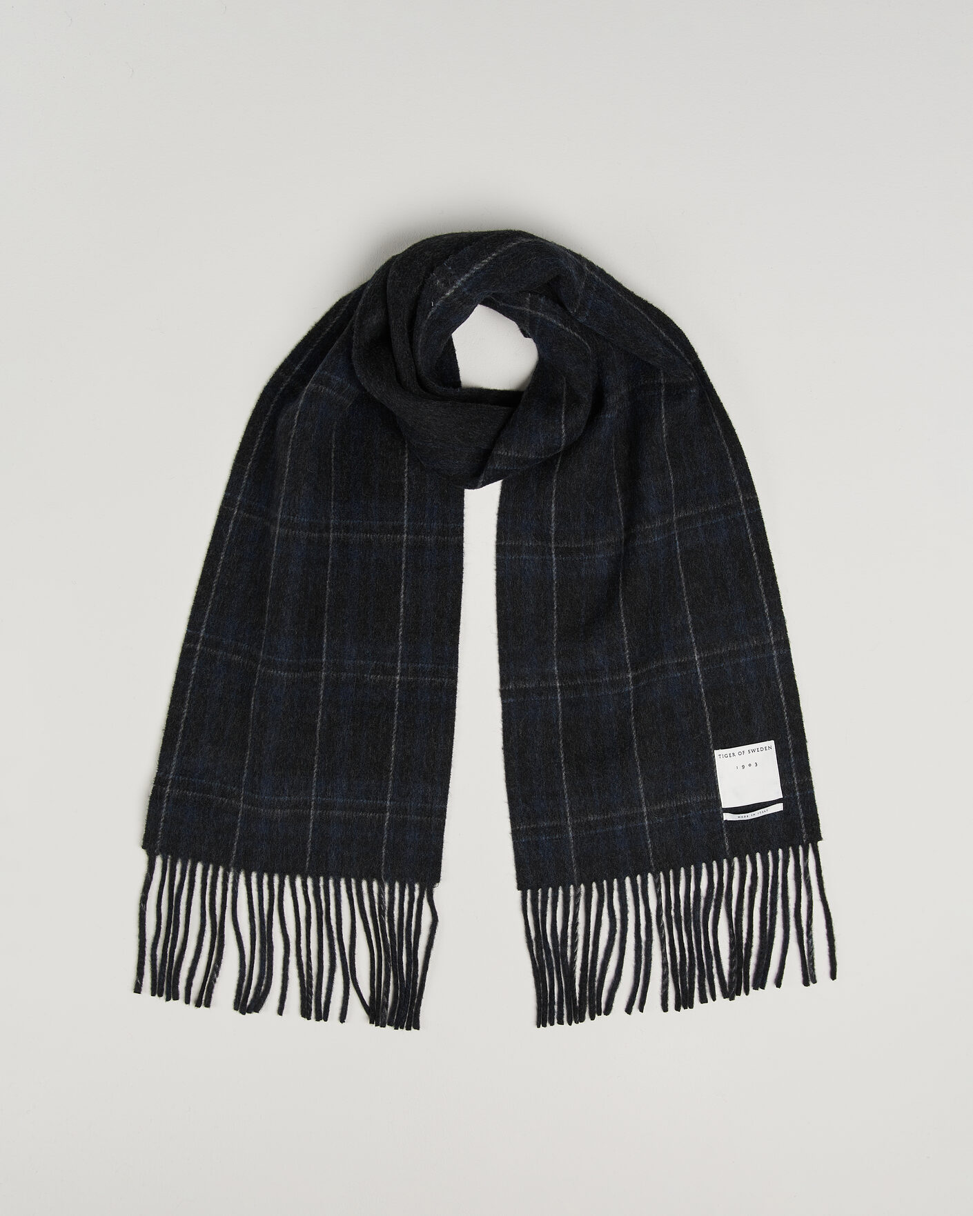 Mies | Kaulaliinat | Tiger of Sweden | Dupli Checked Wool Scarf Light Ink