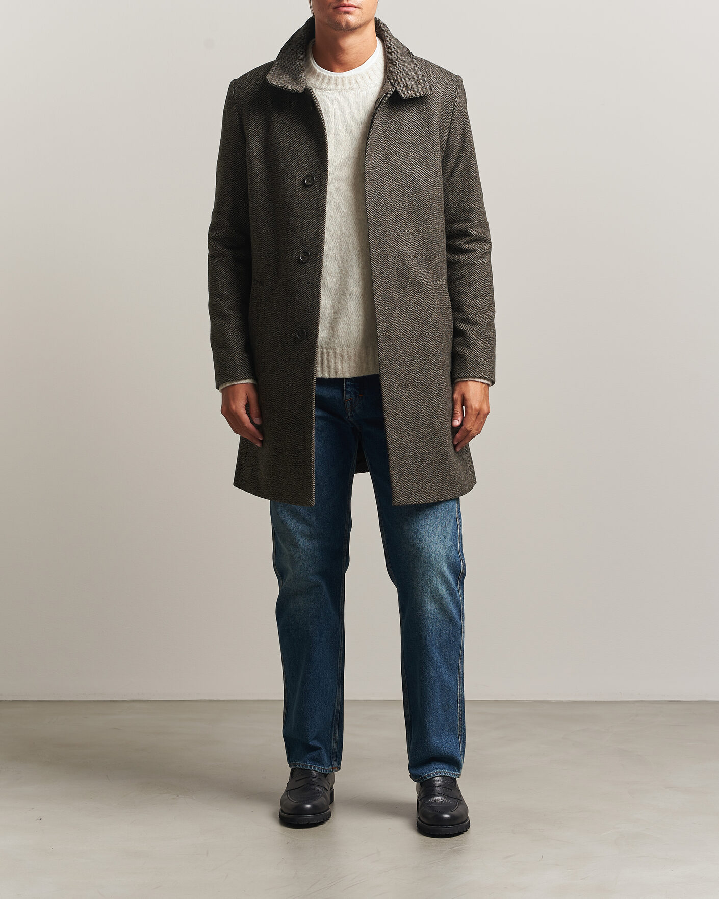 Mies | Takit | Tiger of Sweden | Aleric Wool Herringbone Coat Brown