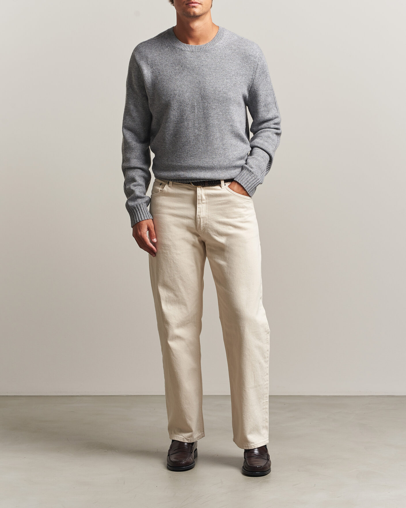 Mies | Puserot | Tiger of Sweden | Wilfred Wool/Cashmere Sweater Light Grey Melange