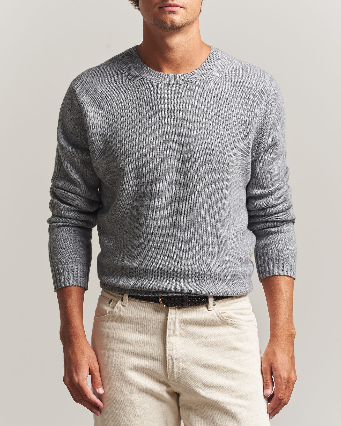 Mies | Puserot | Tiger of Sweden | Wilfred Wool/Cashmere Sweater Light Grey Melange