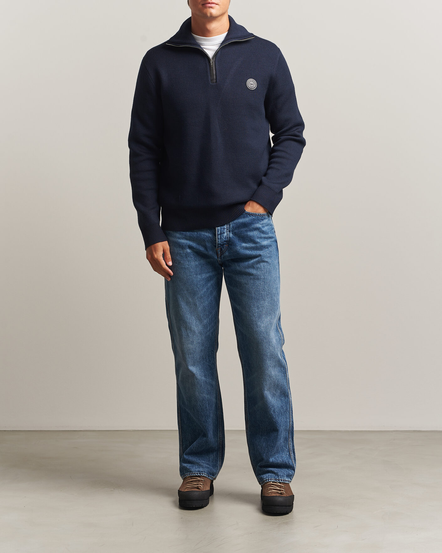 Mies | Puserot | Tiger of Sweden | Hamish Wool Heavy Knitted Half Zip Night Grape