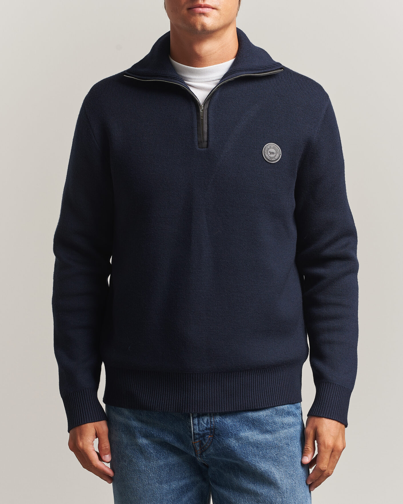 Mies | Puserot | Tiger of Sweden | Hamish Wool Heavy Knitted Half Zip Night Grape