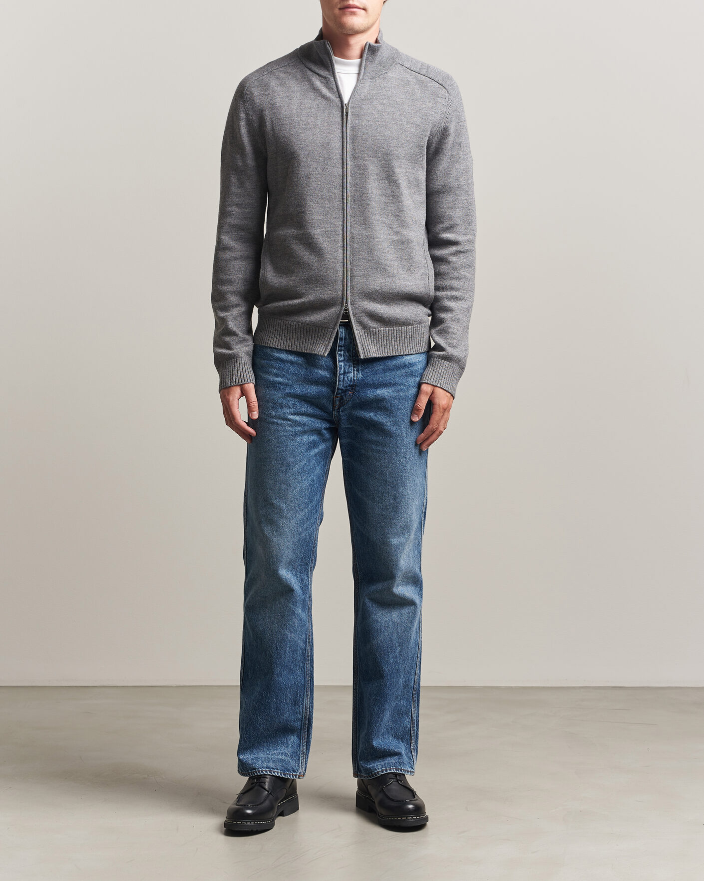Mies | Puserot | Tiger of Sweden | Cassian Wool Full Zip Concrete Melange