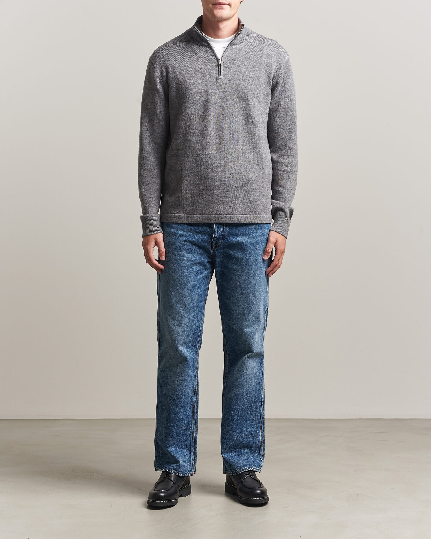 Mies | Puserot | Tiger of Sweden | Travis Wool Half Zip Concrete Melange