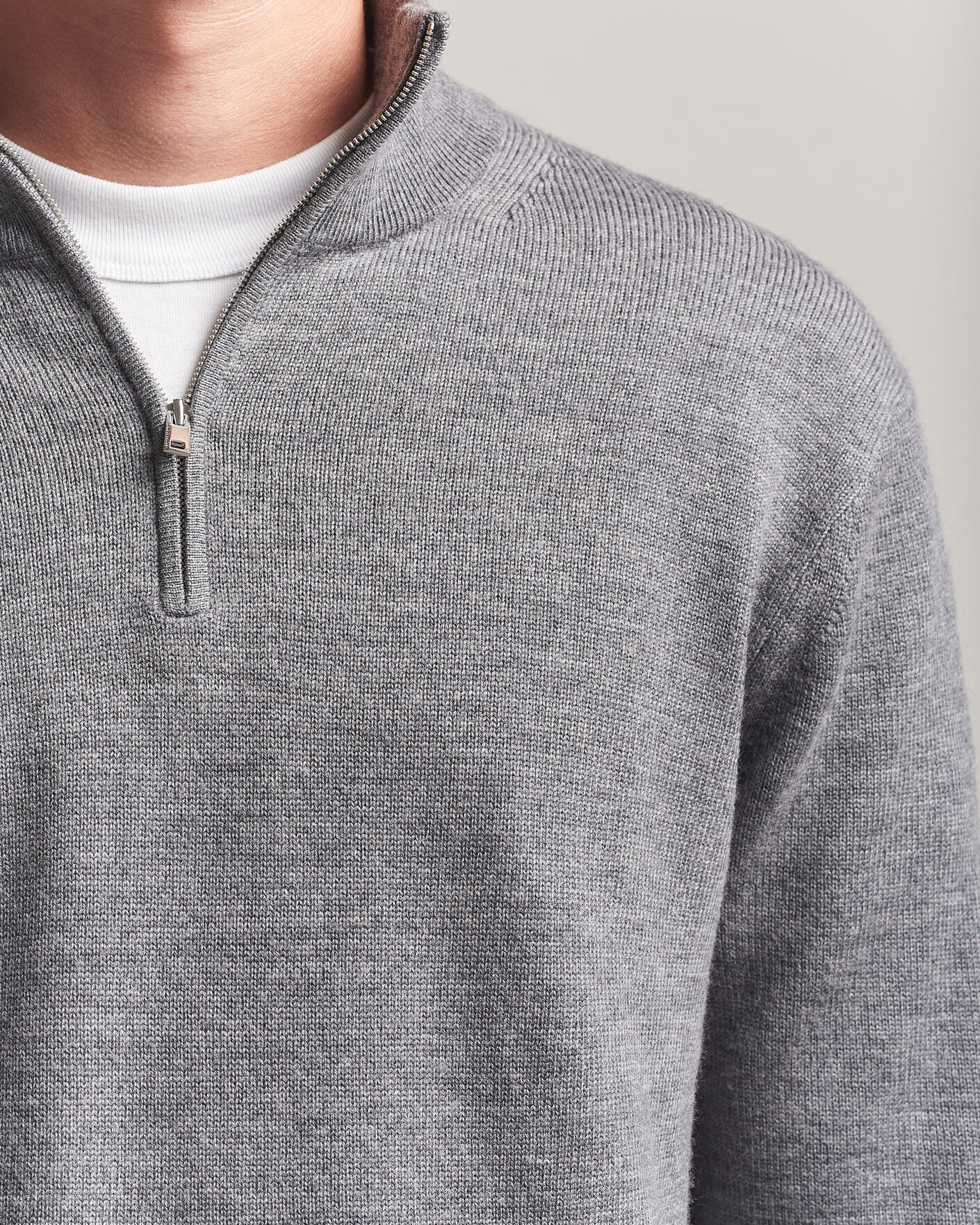 Mies | Puserot | Tiger of Sweden | Travis Wool Half Zip Concrete Melange