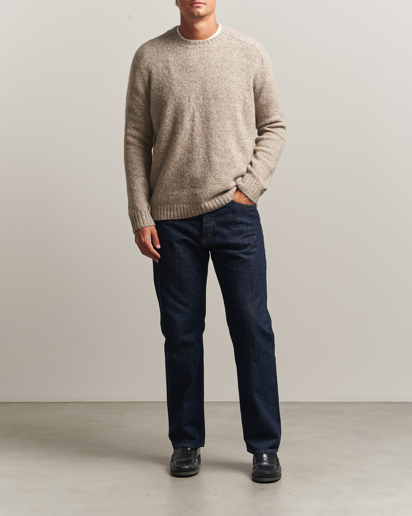 Mies | Puserot | Tiger of Sweden | Adryan Yak/Alpaca Knitted Sweater Stone Melange