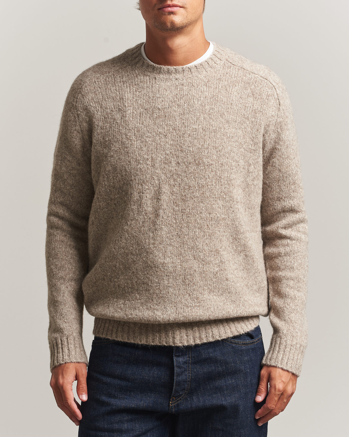 Mies | Puserot | Tiger of Sweden | Adryan Yak/Alpaca Knitted Sweater Stone Melange