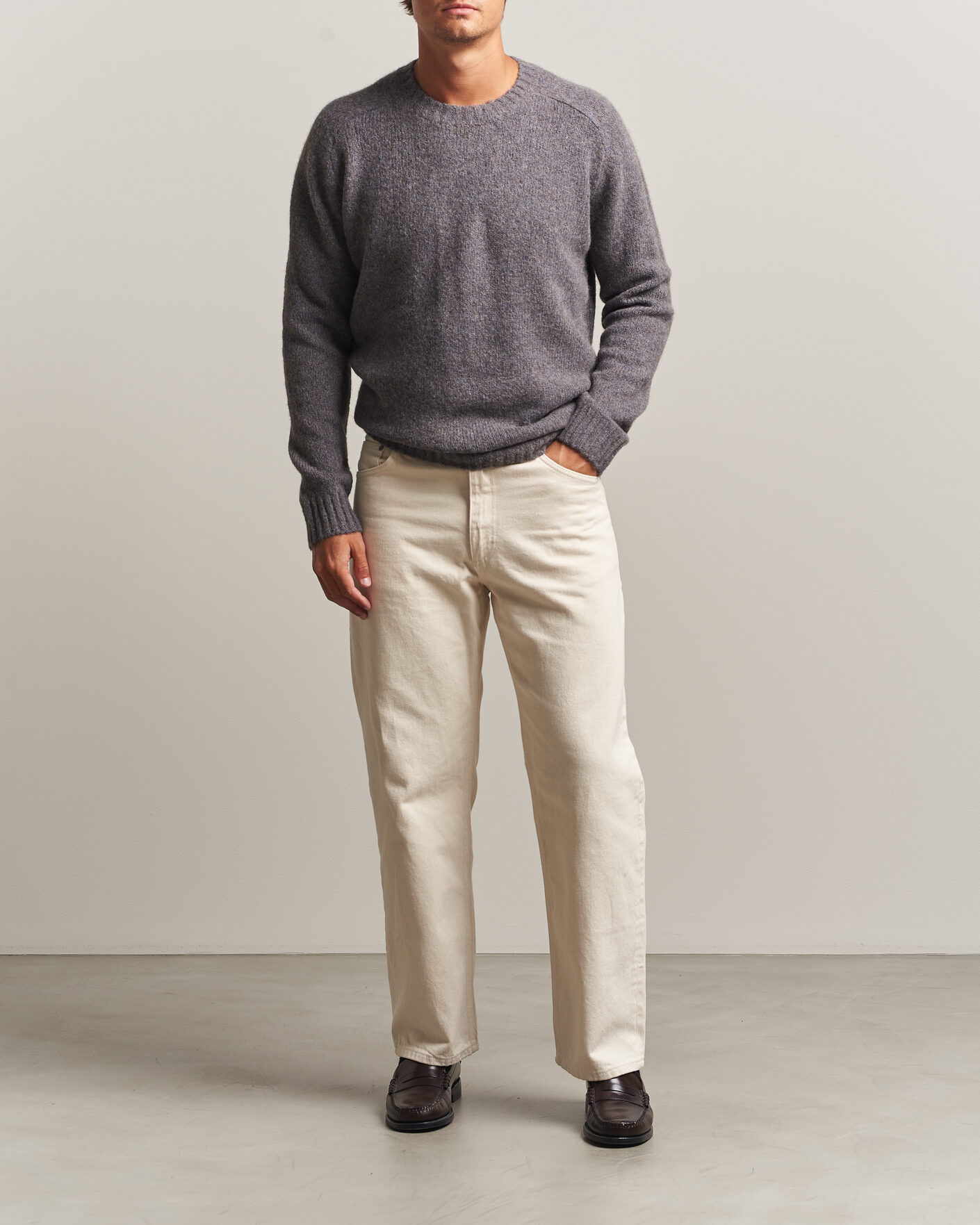 Mies | Puserot | Tiger of Sweden | Adryan Yak/Alpaca Knitted Sweater Grey Melange