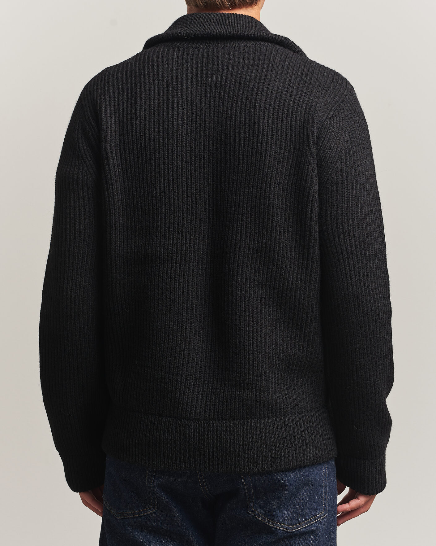 Mies | Puserot | Tiger of Sweden | Niall Wool Heavy Knitted Full Zip Black