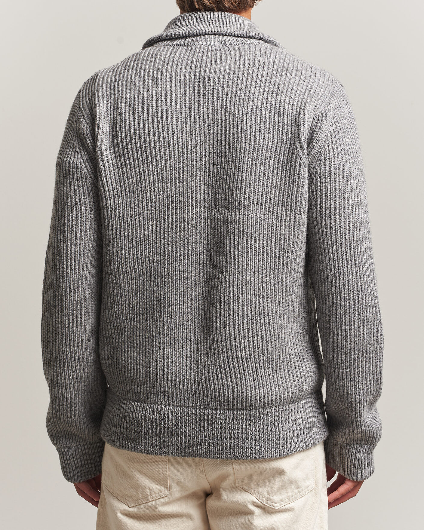 Mies | Puserot | Tiger of Sweden | Niall Wool Heavy Knitted Full Zip Grey Melange