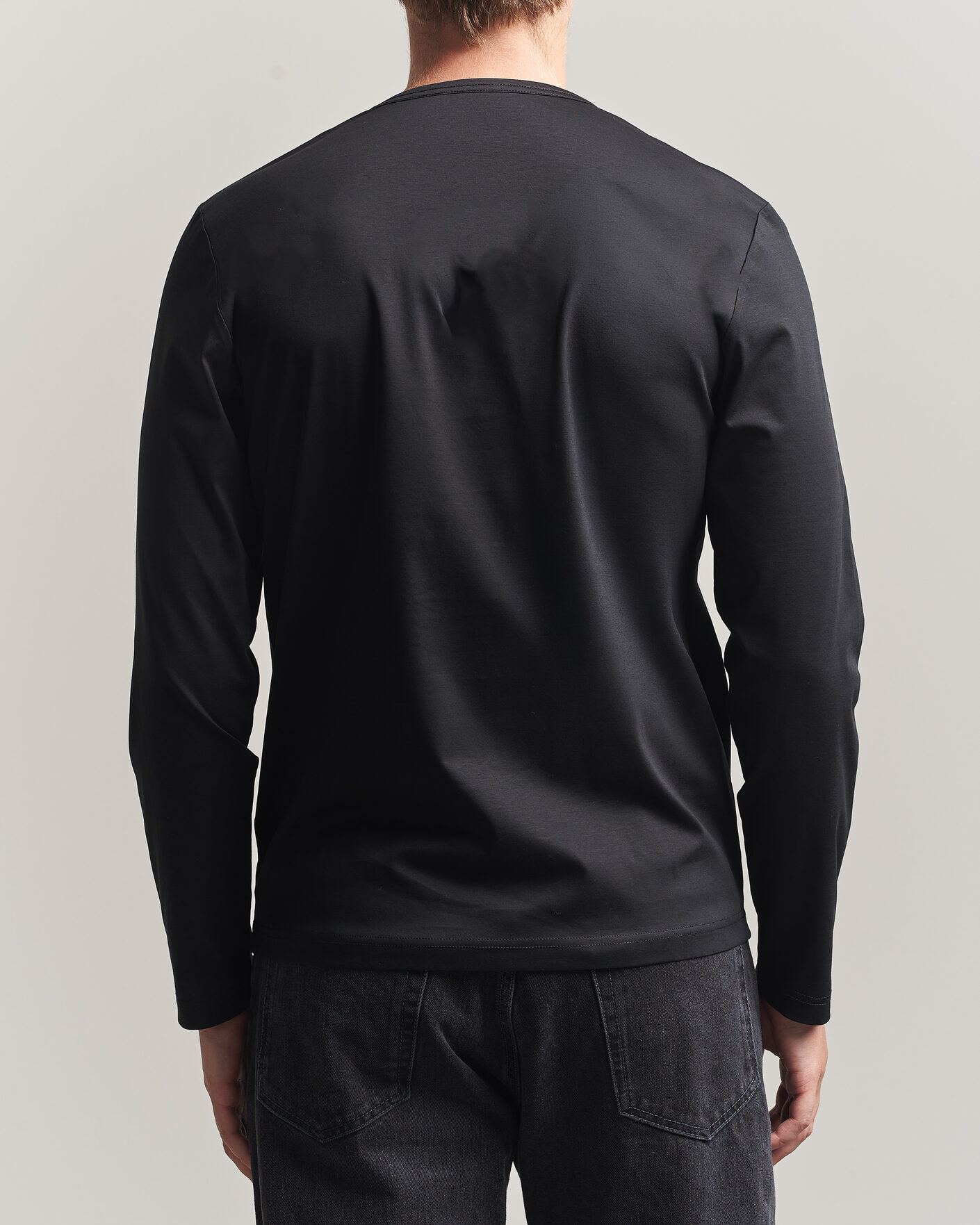 Mies | T-paidat | Tiger of Sweden | Olaf Mercerized Cotton Long Sleeve T-Shirt Black