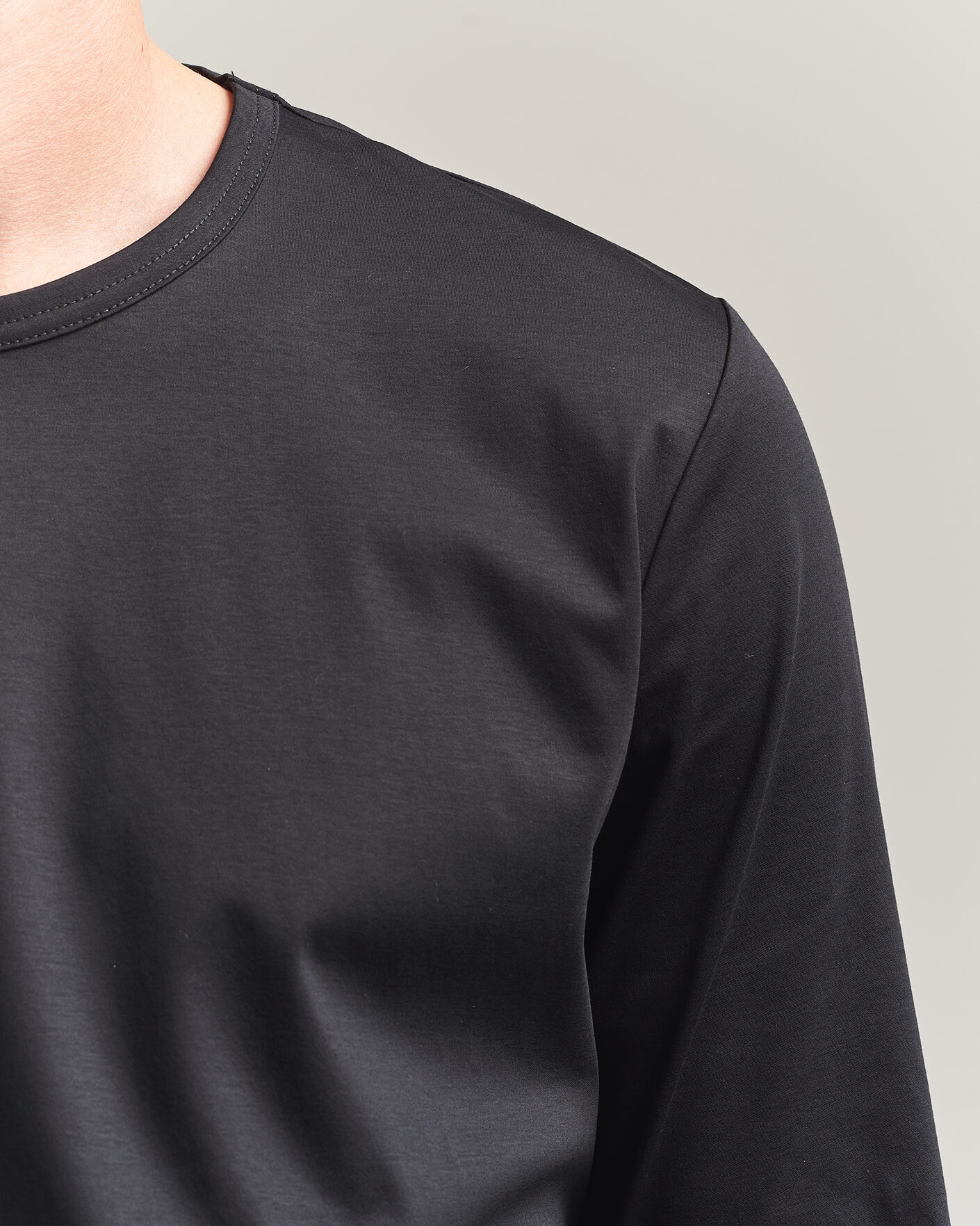 Mies | T-paidat | Tiger of Sweden | Olaf Mercerized Cotton Long Sleeve T-Shirt Black