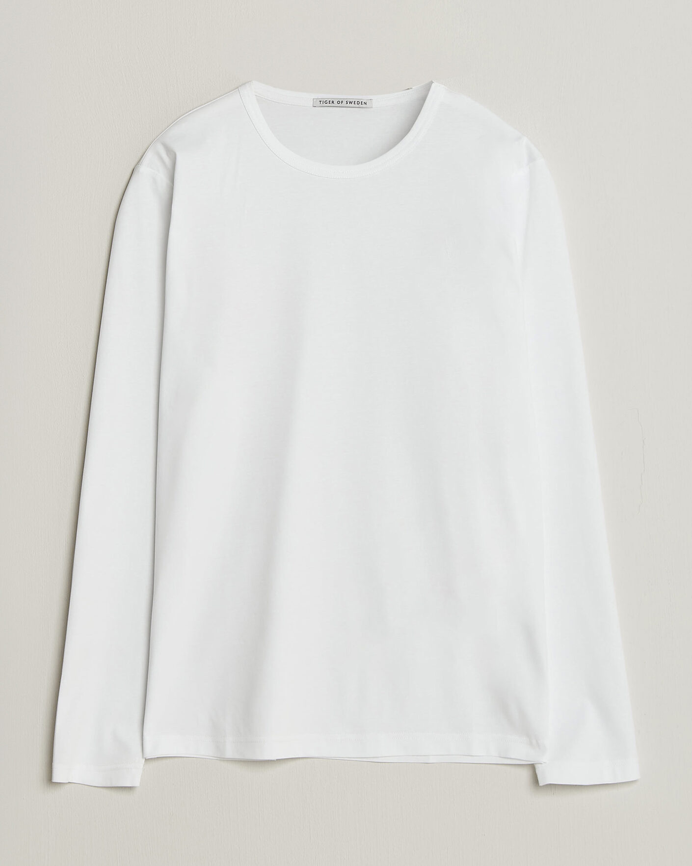 Mies | T-paidat | Tiger of Sweden | Olaf Mercerized Cotton Long Sleeve T-Shirt Pure White
