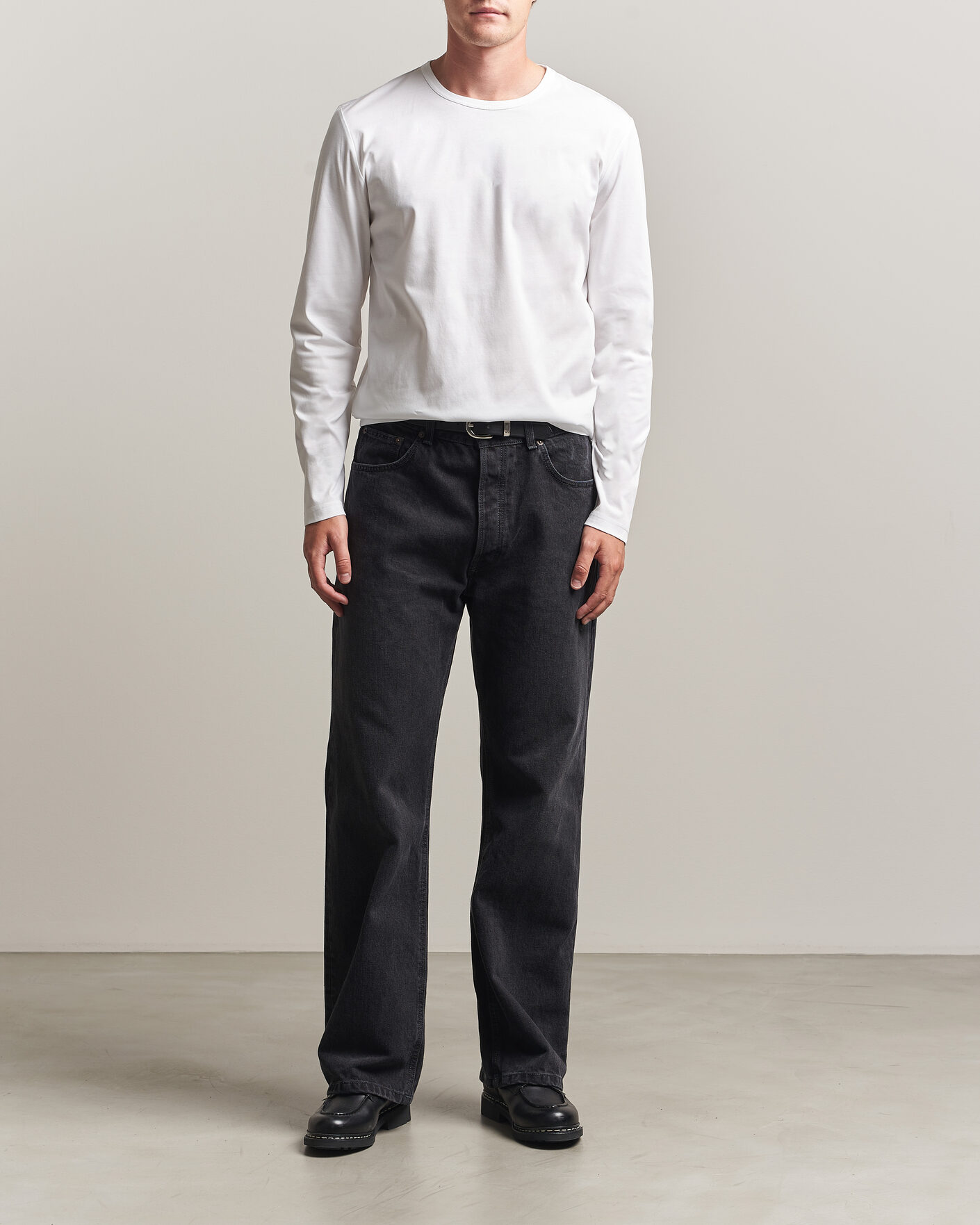 Mies | T-paidat | Tiger of Sweden | Olaf Mercerized Cotton Long Sleeve T-Shirt Pure White