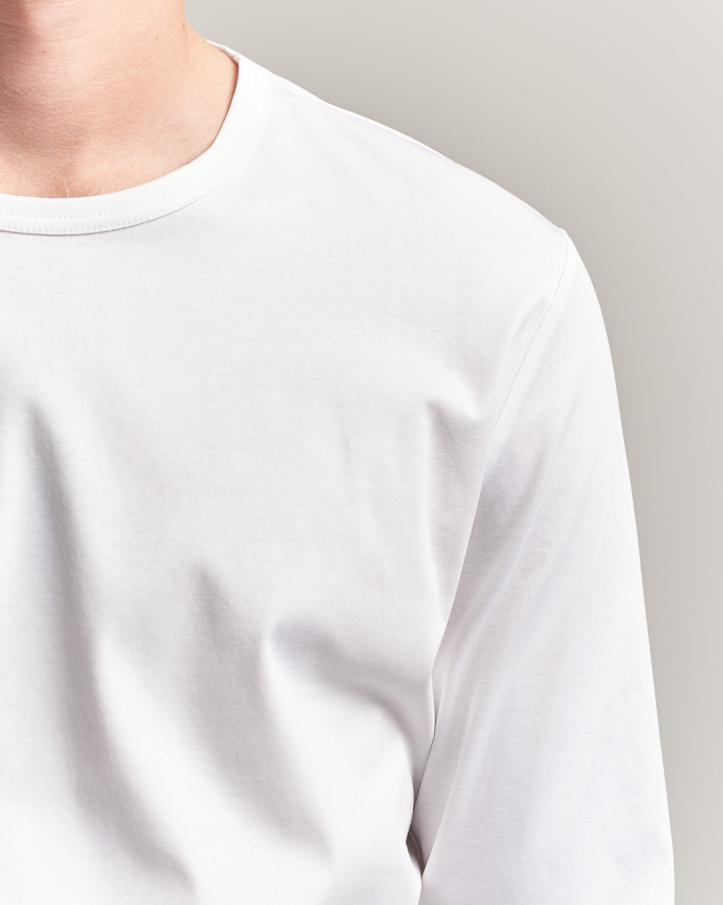 Mies | T-paidat | Tiger of Sweden | Olaf Mercerized Cotton Long Sleeve T-Shirt Pure White