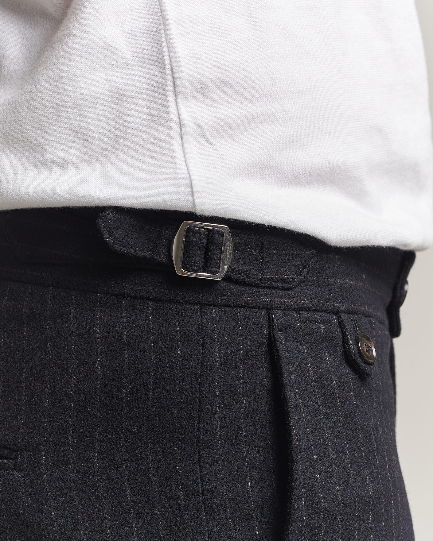 Mies | Housut | Tiger of Sweden | Tense Wool Pleated Pinstriped Trousers Blue Function