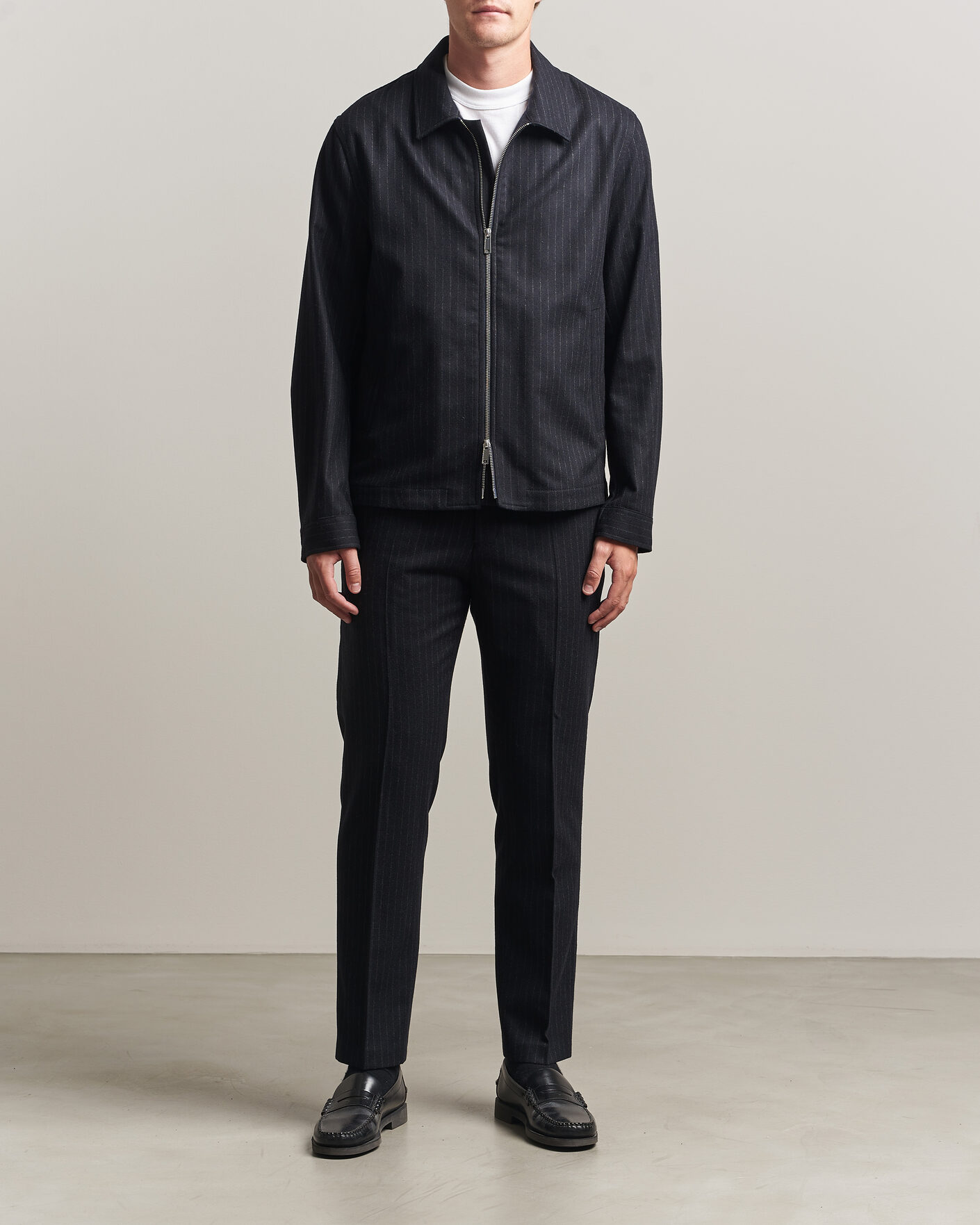 Mies | Takit | Tiger of Sweden | Barnaby Wool Pinstriped Shirt Jacket Blue Function