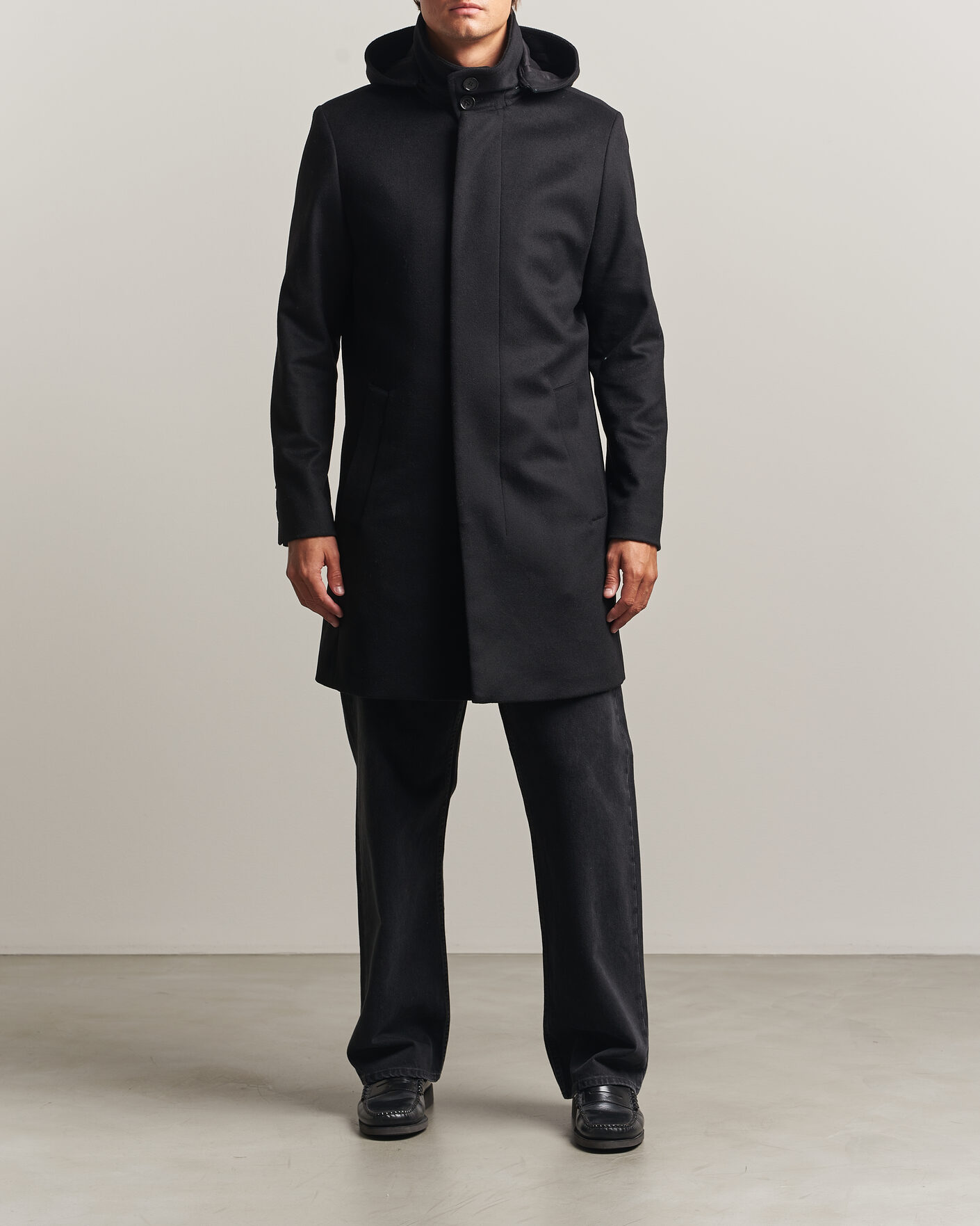 Mies | Takit | Tiger of Sweden | Aleric Wool/Cashmere Hooded Coat Black