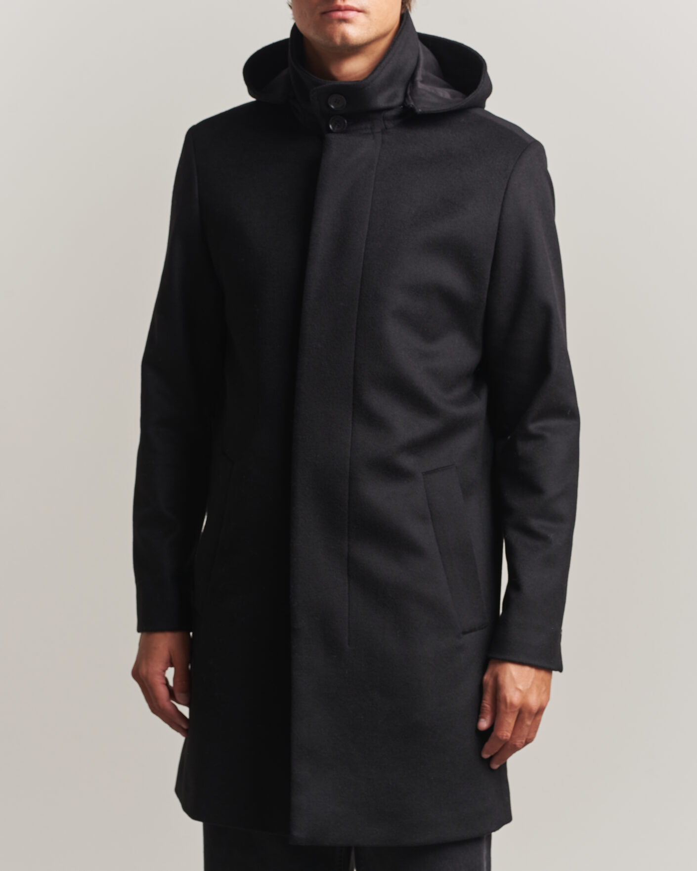 Mies | Takit | Tiger of Sweden | Aleric Wool/Cashmere Hooded Coat Black