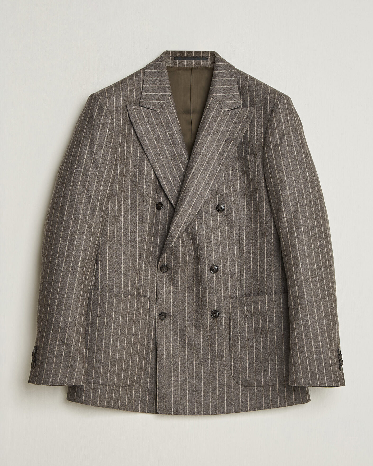 Mies | Pikkutakit | Tiger of Sweden | Joachim Wool Double Breasted Pinstriped Blazer Grey Brown