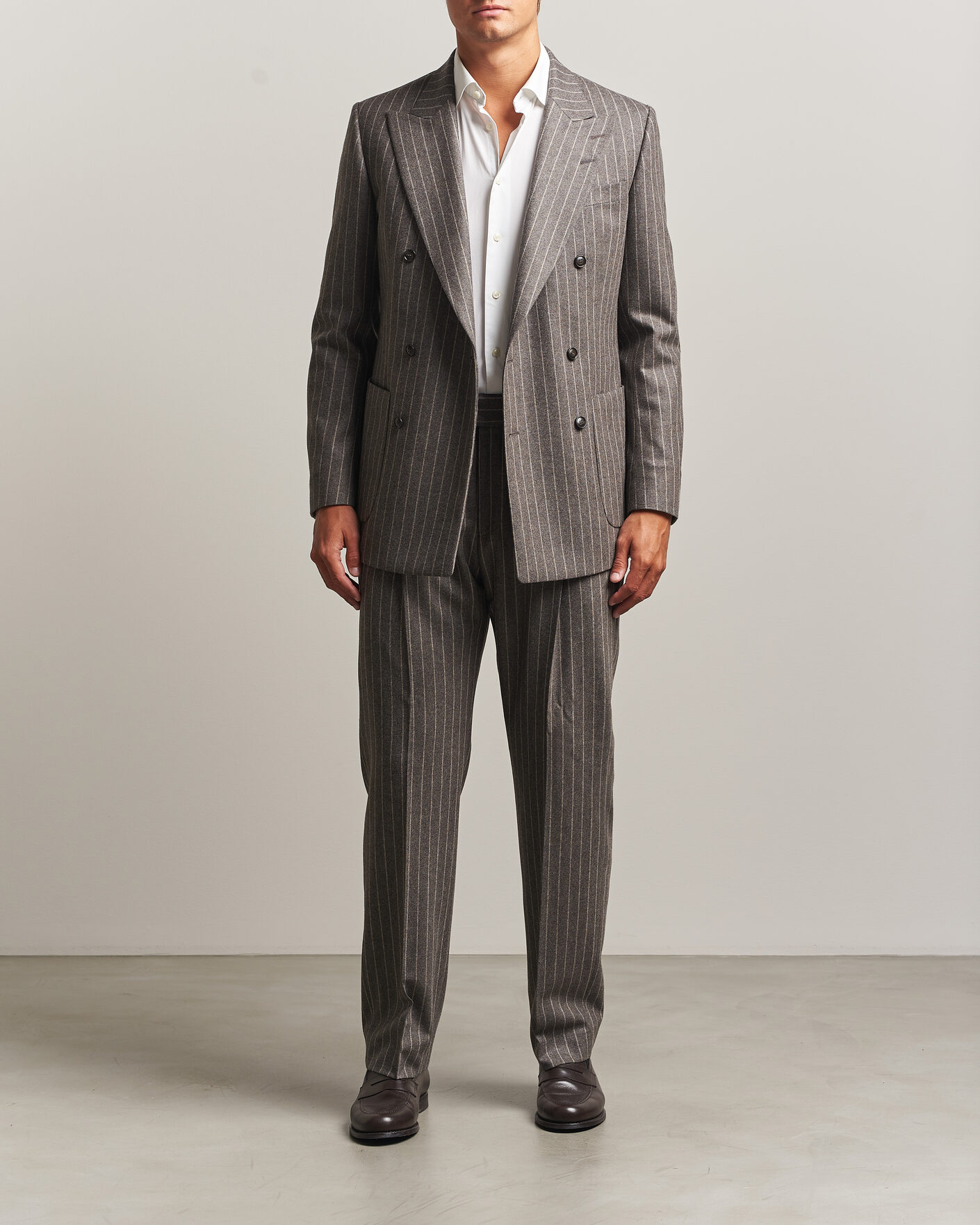 Mies | Pikkutakit | Tiger of Sweden | Joachim Wool Double Breasted Pinstriped Blazer Grey Brown