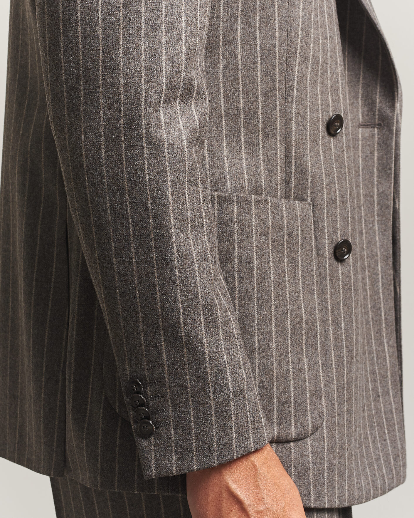 Mies | Pikkutakit | Tiger of Sweden | Joachim Wool Double Breasted Pinstriped Blazer Grey Brown