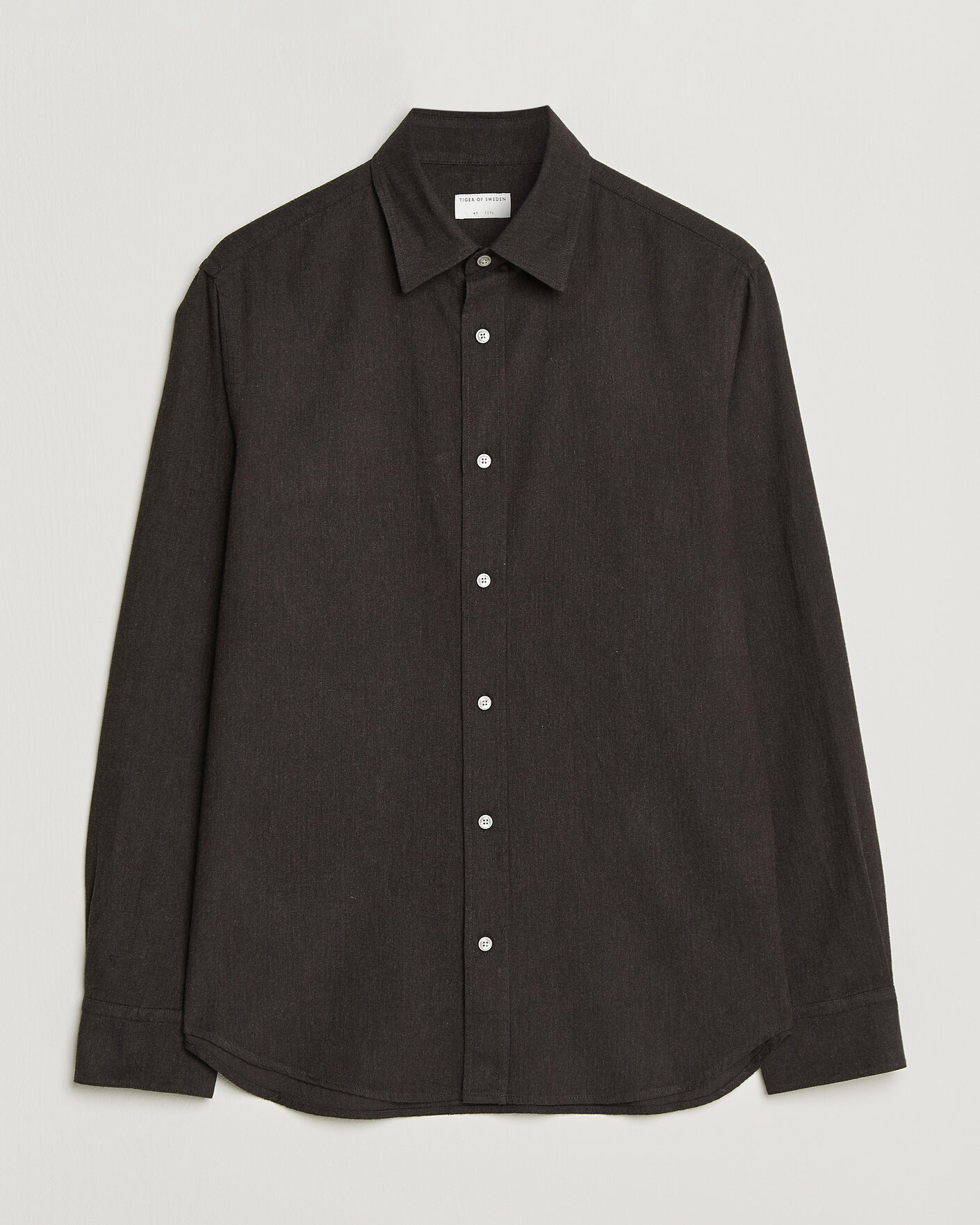 Mies | Kauluspaidat | Tiger of Sweden | Bjorn Brushed Cotton Shirt Espresso