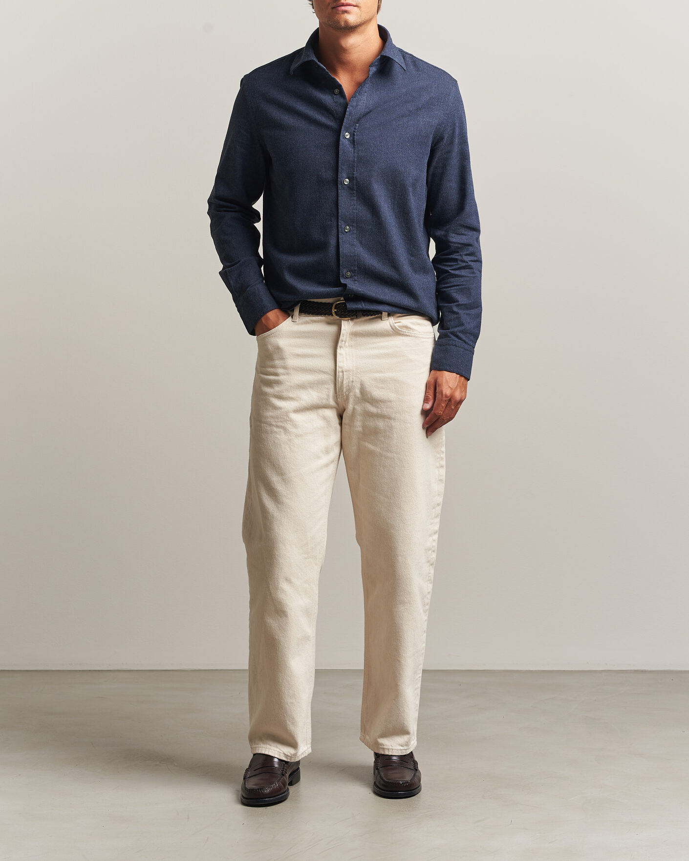 Mies | Kauluspaidat | Tiger of Sweden | Bjorn Brushed Cotton Shirt Steel Blue