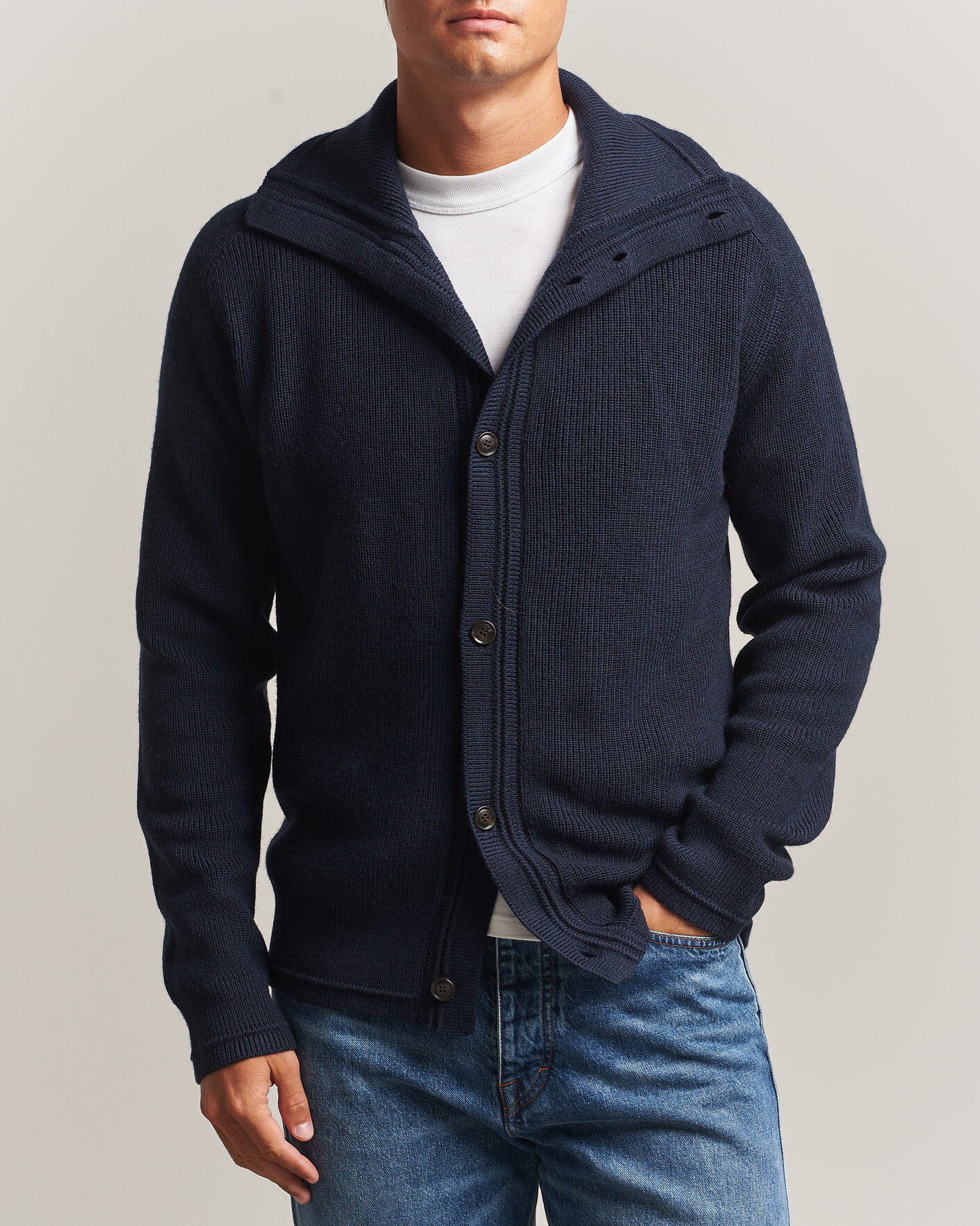 Mies | Puserot | Tiger of Sweden | Leander Wool Knitted Cardigan Night Grape