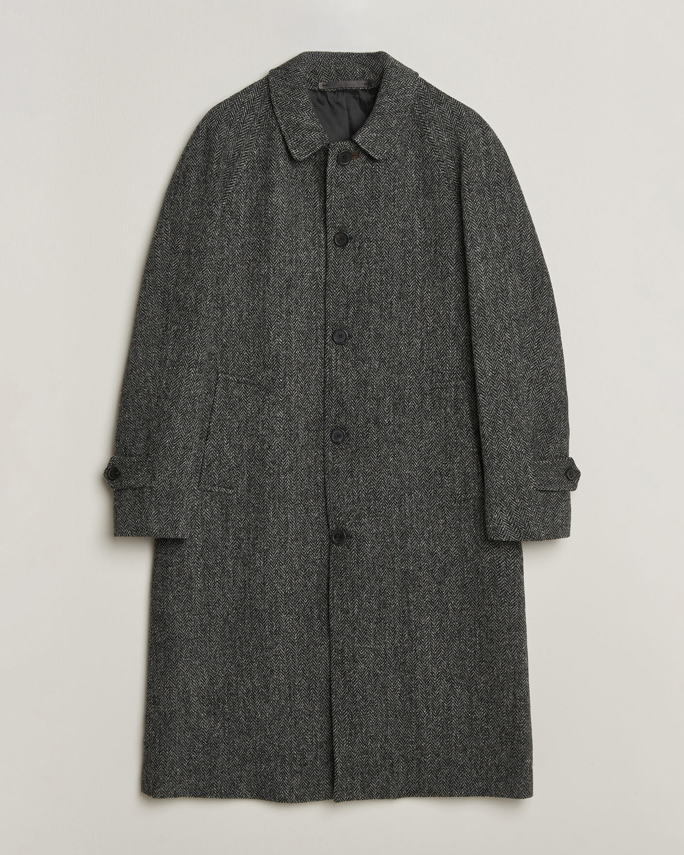 Mies | Takit | Walker Slater | Sherlock Harris Tweed Herringbone Coat Charcoal