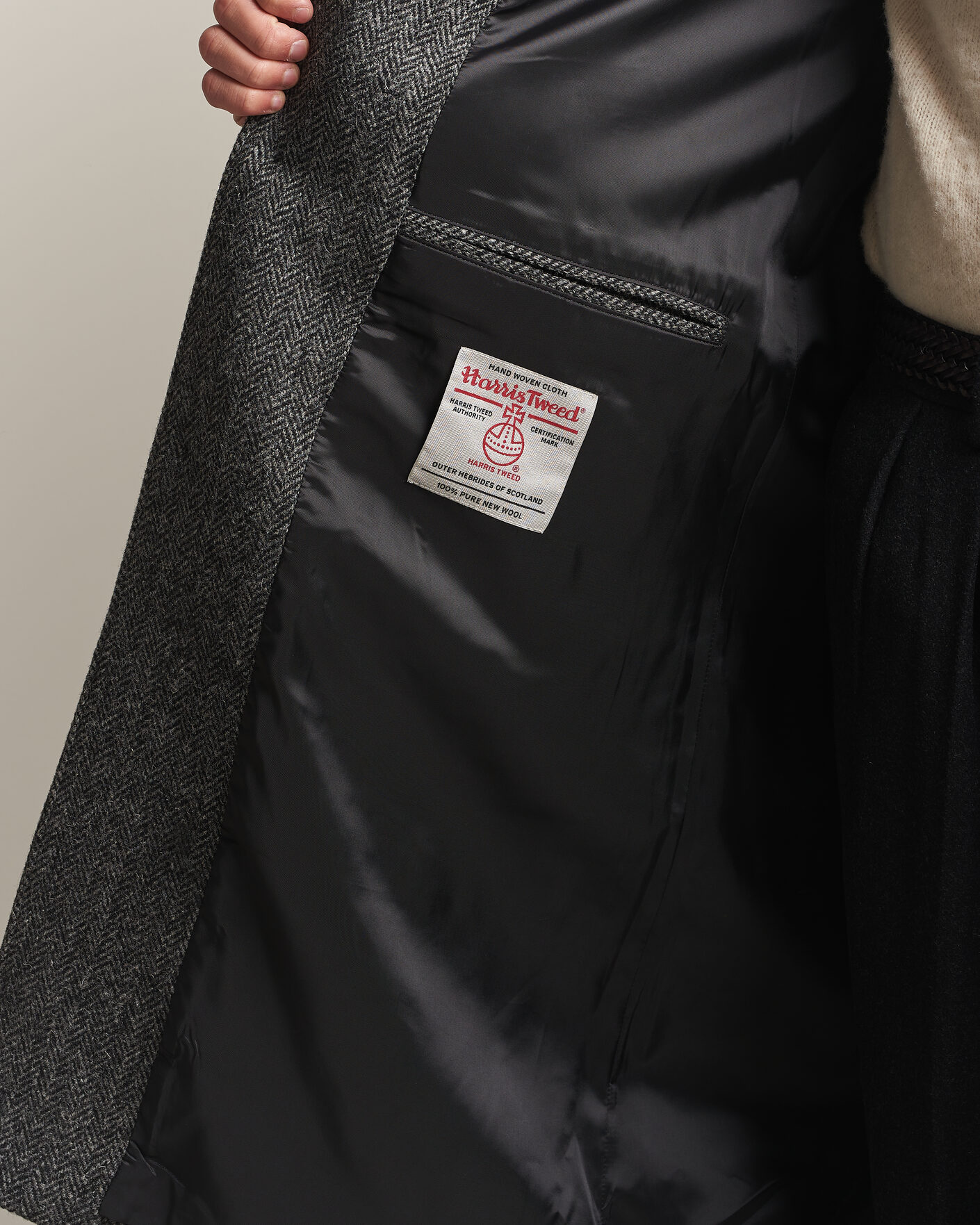 Mies | Takit | Walker Slater | Sherlock Harris Tweed Herringbone Coat Charcoal
