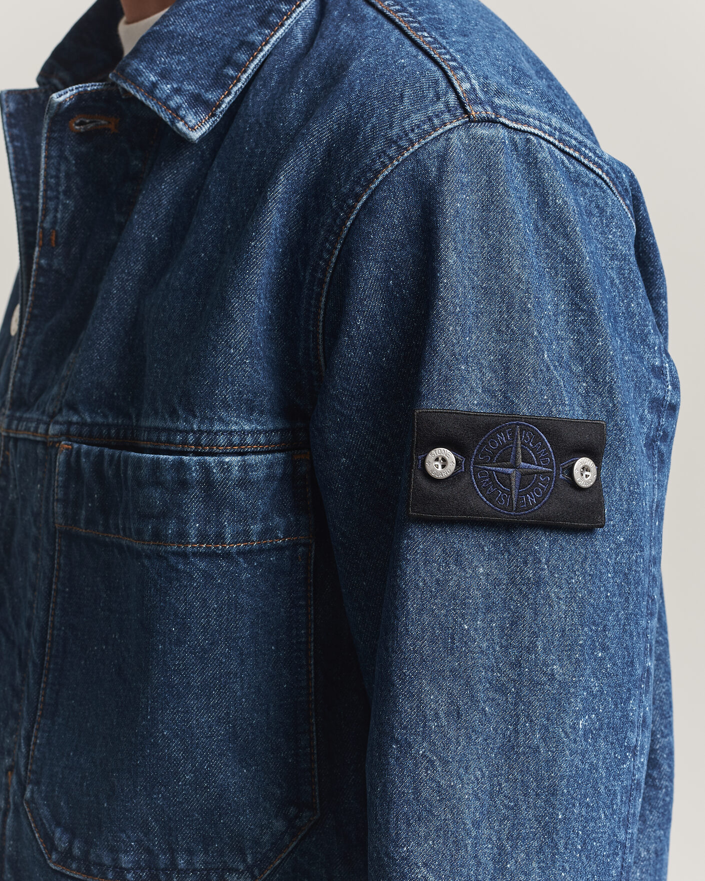 Mies | Takit | Stone Island | Indigo Denim Coach Jacket Blue Medium Wash