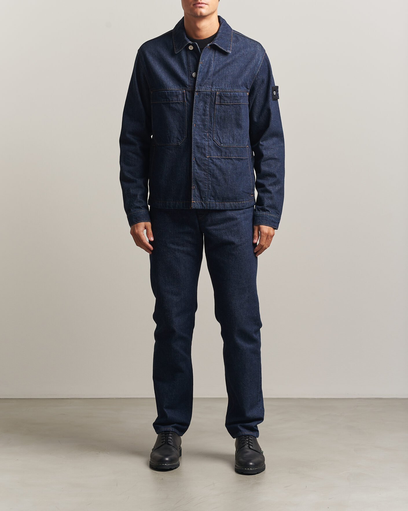 Mies | Takit | Stone Island | Indigo Denim Coach Jacket Blue Rinse