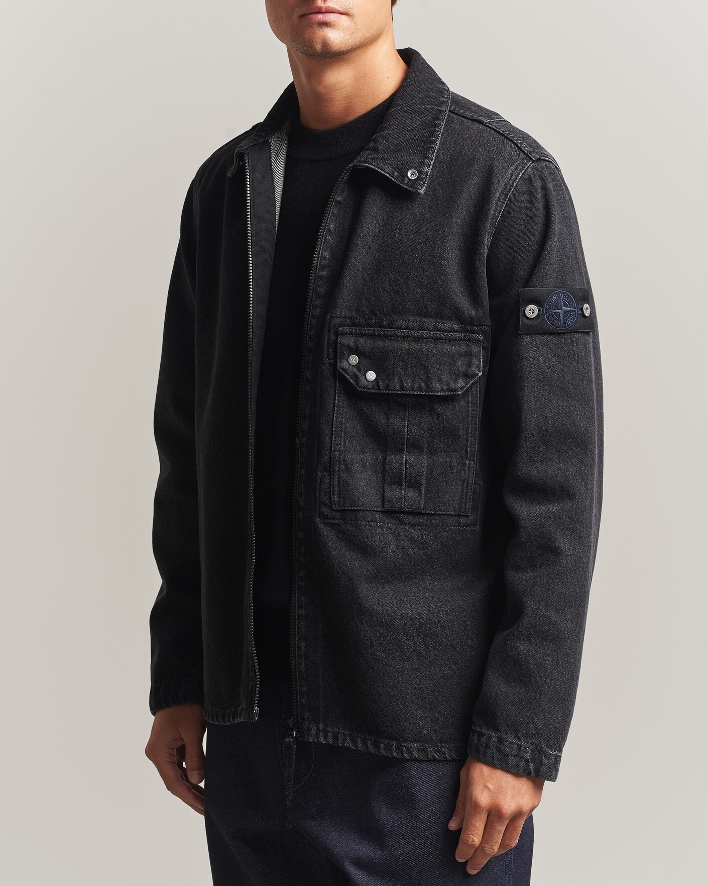 Mies | Kauluspaidat | Stone Island | Denim Overshirt Black Medium Wash