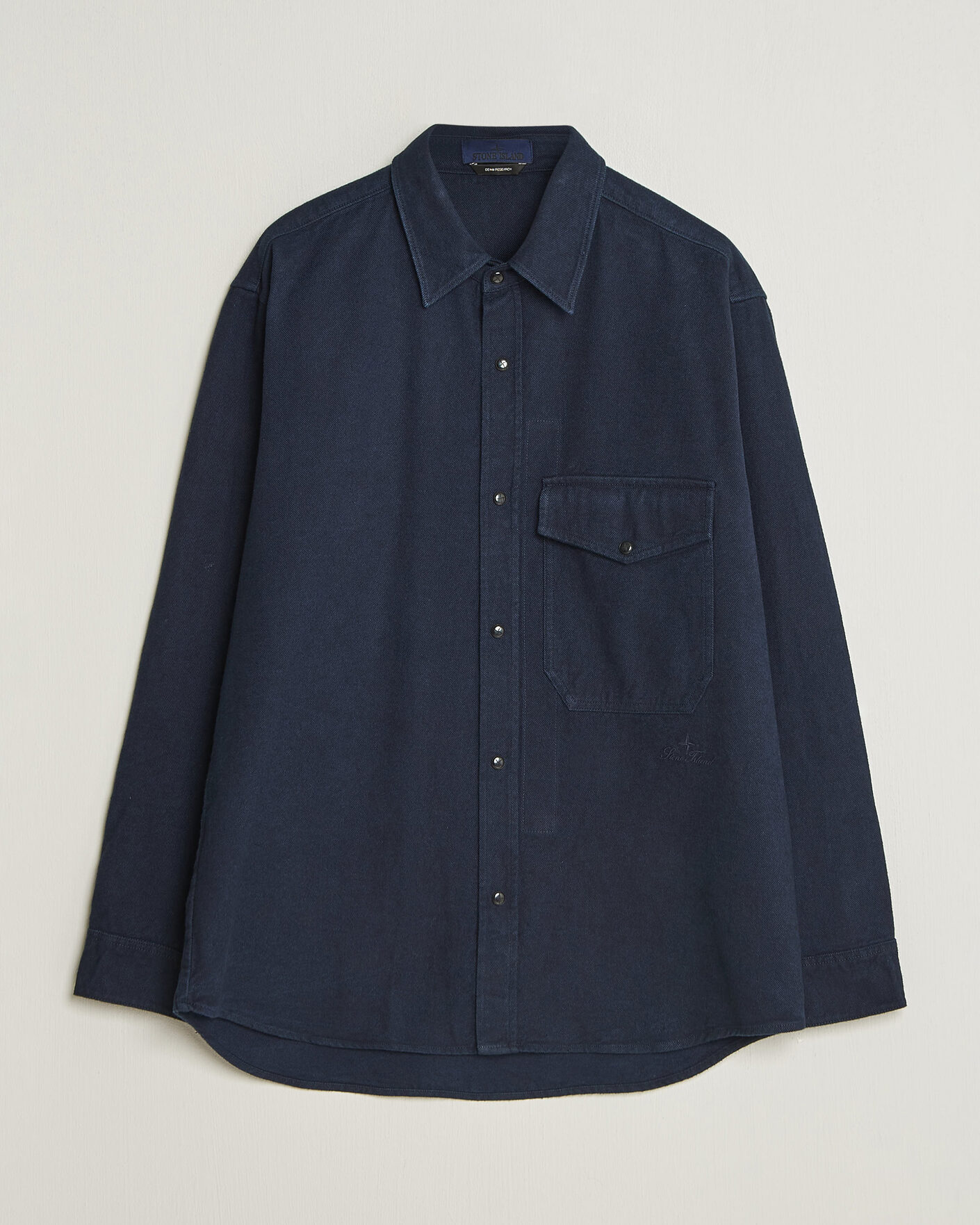Mies | Kauluspaidat | Stone Island | Organic Cotton Flannel Denim Shirt Indigo